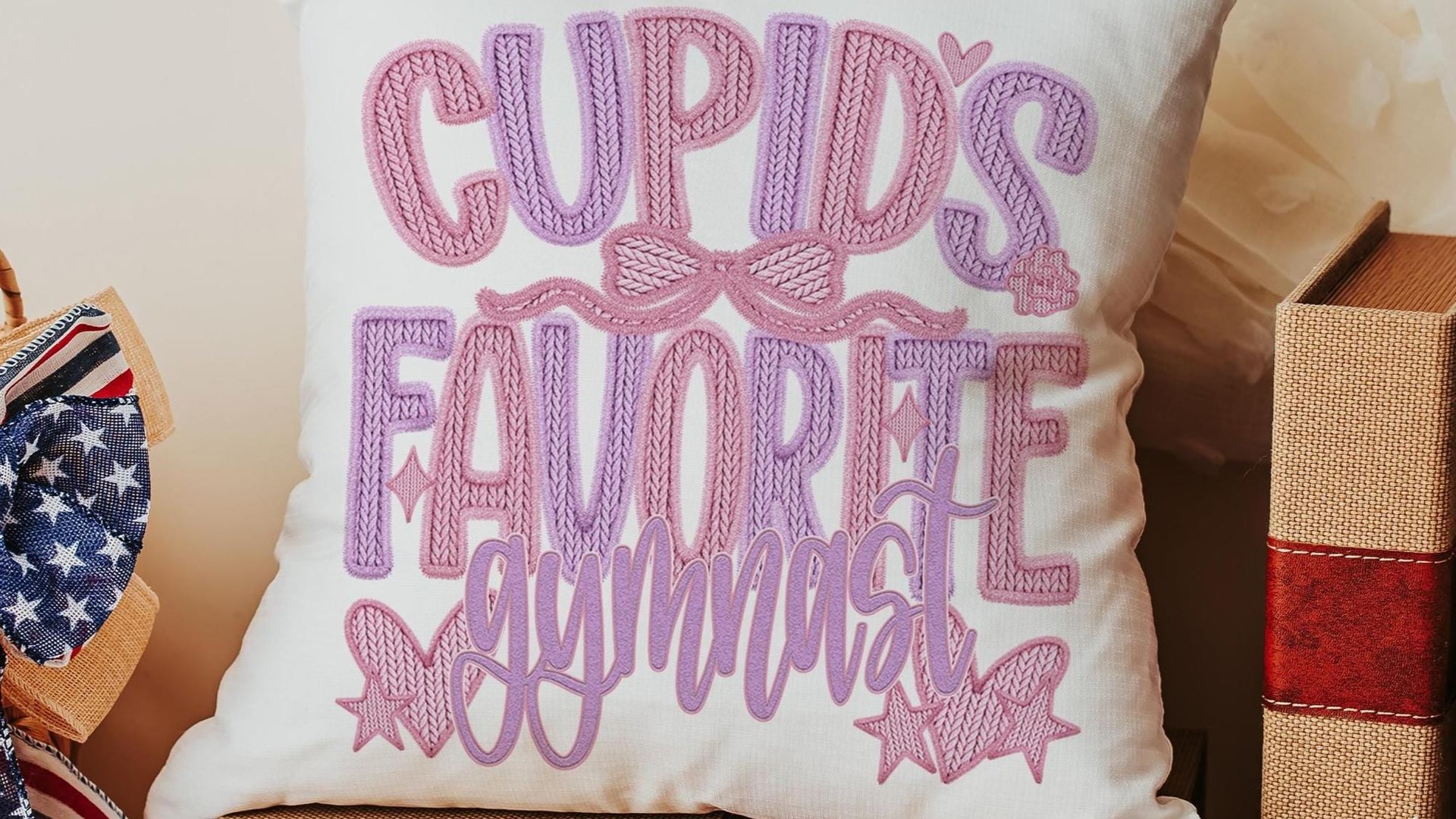 cupids favorite gymnast throw pillows for bed light pink decorative pillows, gymnastics gifts for girls, Valentines day best selling gifts