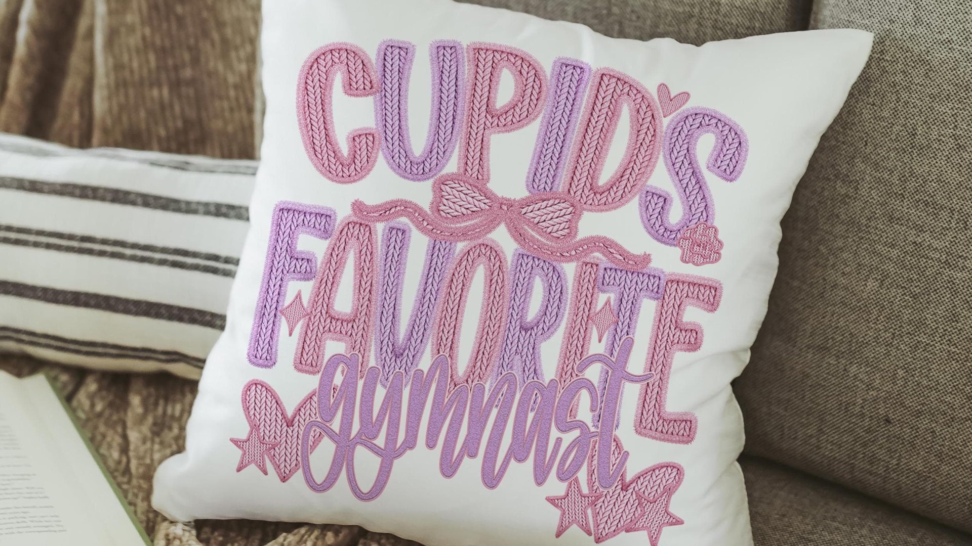 cupids favorite gymnast throw pillows for bed light pink decorative pillows, gymnastics gifts for girls, Valentines day best selling gifts