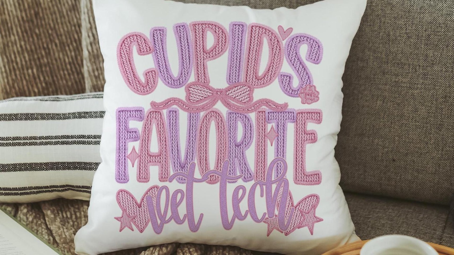 cupids favorite teacher throw pillows for women, funny Valentine classroom decor, Valentines day best selling gifts Etsy shops, preschool