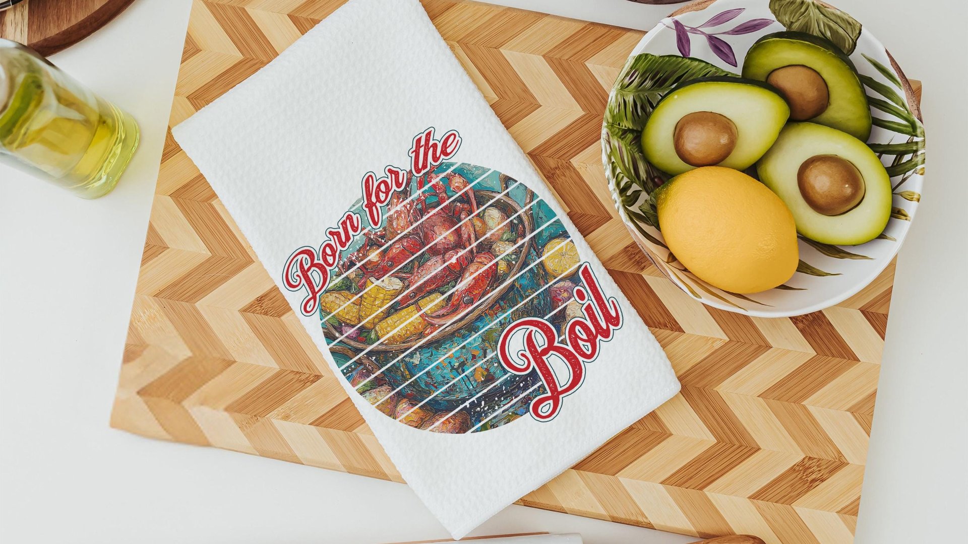 Born for the boil crawfish kitchen towels, Creole cooking crawfish boil Cajun kitchen decor, pinch the tail Louisiana gifts, Southern gifts