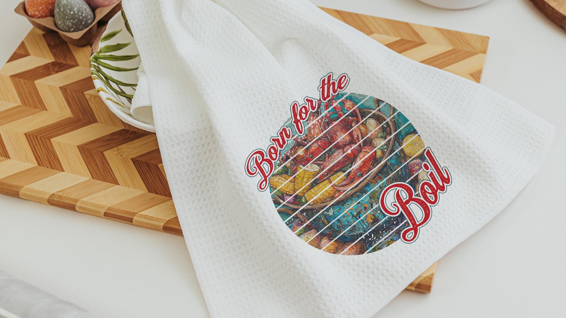 Born for the boil crawfish kitchen towels, Creole cooking crawfish boil Cajun kitchen decor, pinch the tail Louisiana gifts, Southern gifts