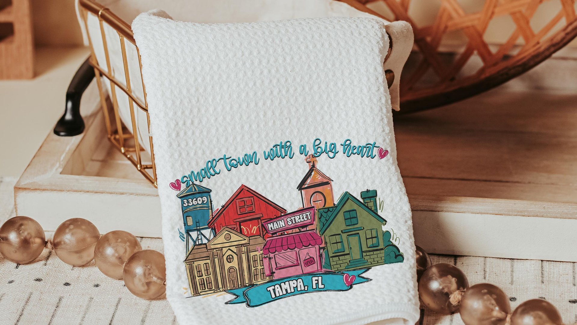 custom main street Valentine throw pillows 12 x 20, personalized small town big heart tea towel for couples, zip code home gift for in laws