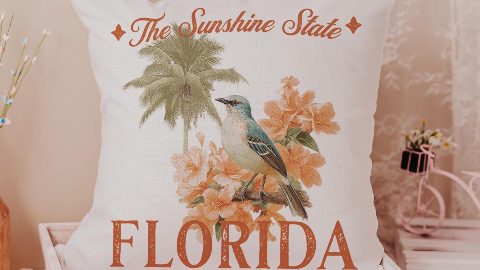 Arkansas state bird throw pillows for couch floral Arkansas state flower decorative pillows for sofa, Arkansas gifts for women, real estate