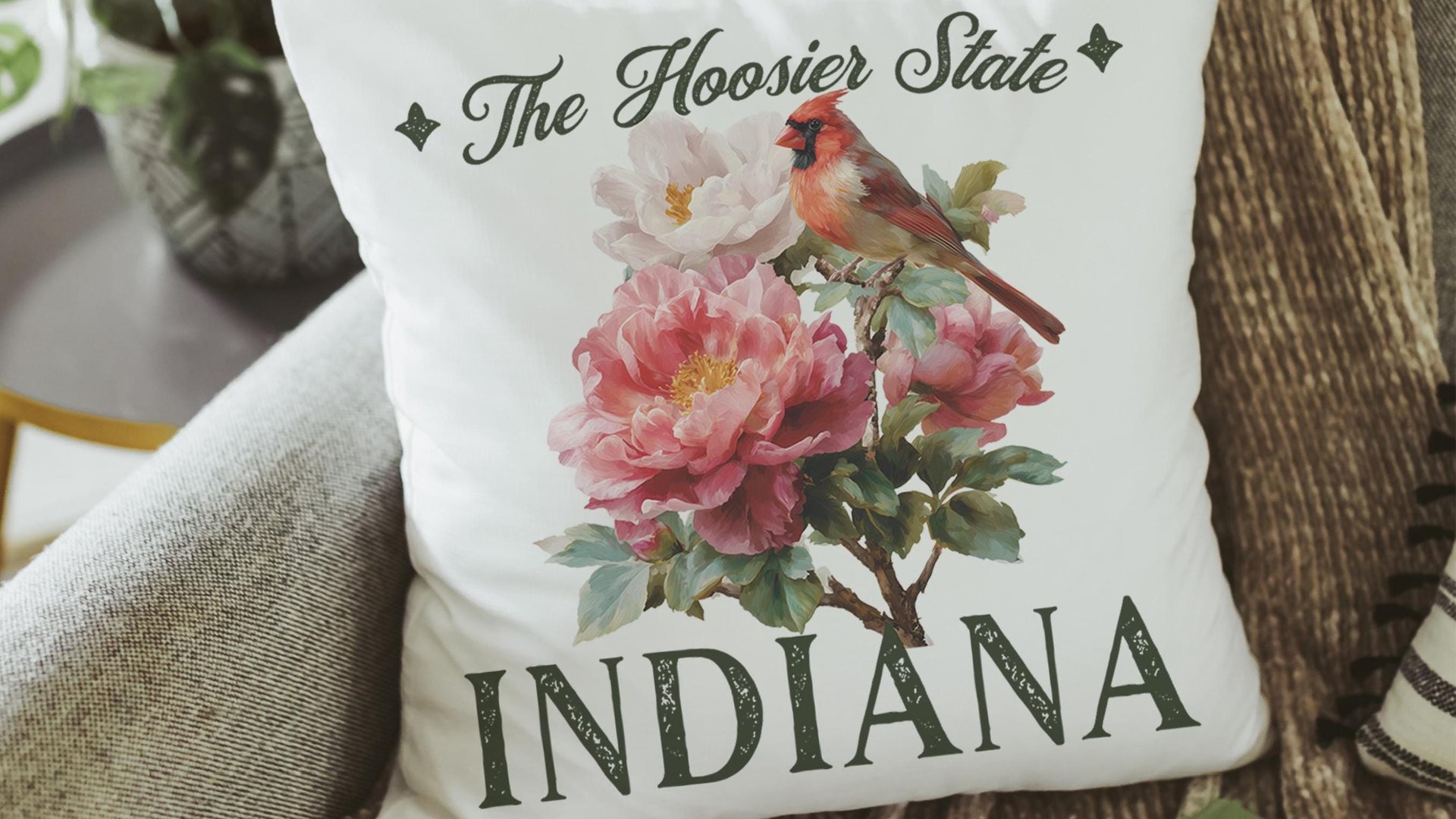 Michigan state bird throw pillows for couch floral Michigan state flower decorative pillows for sofa, Michigan gifts for women, real estate