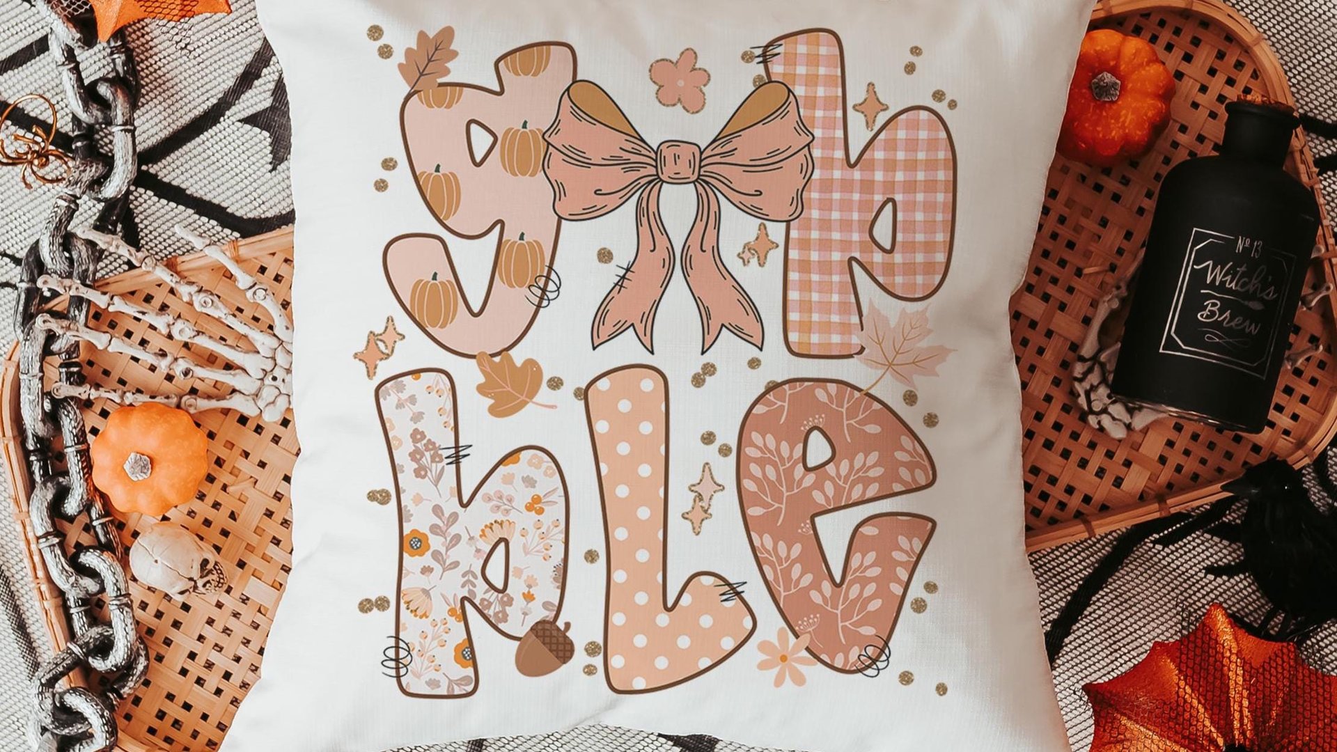 gobble Thanksgiving coquette throw pillows for couch, Thanksgiving hosting gift, fall floral pumpkin pillow autumn housewarming gift for