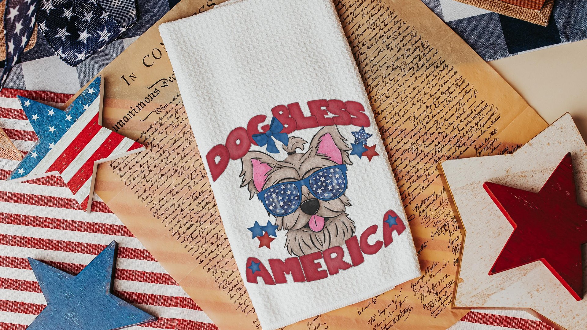 dog bless America Yorkshire terrier 4th of July throw pillows for day bed, red white and blue patriotic dog gift for home, Yorkie pillow for