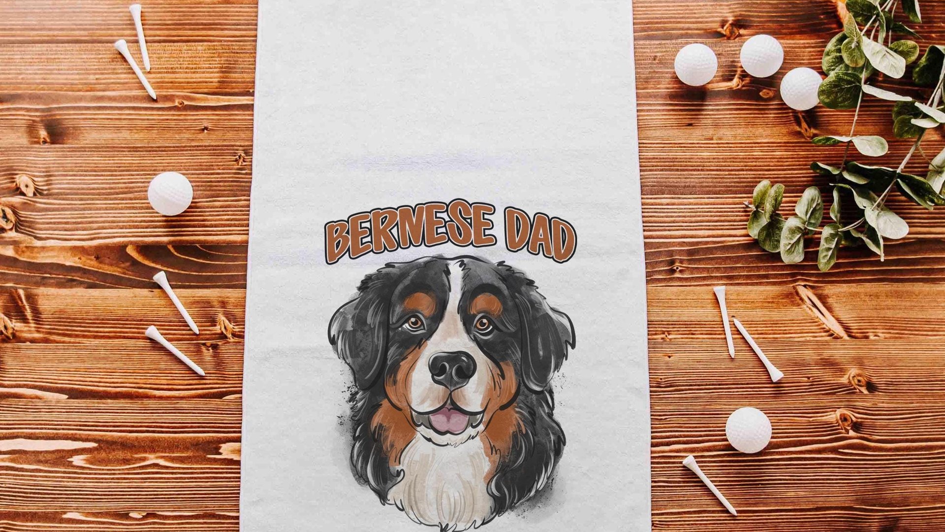 Personalized bernese dad golf towel dog gifts for men, Bernese mountain dog Fathers day gifts for golfers, golf stocking stuffers, golf dad