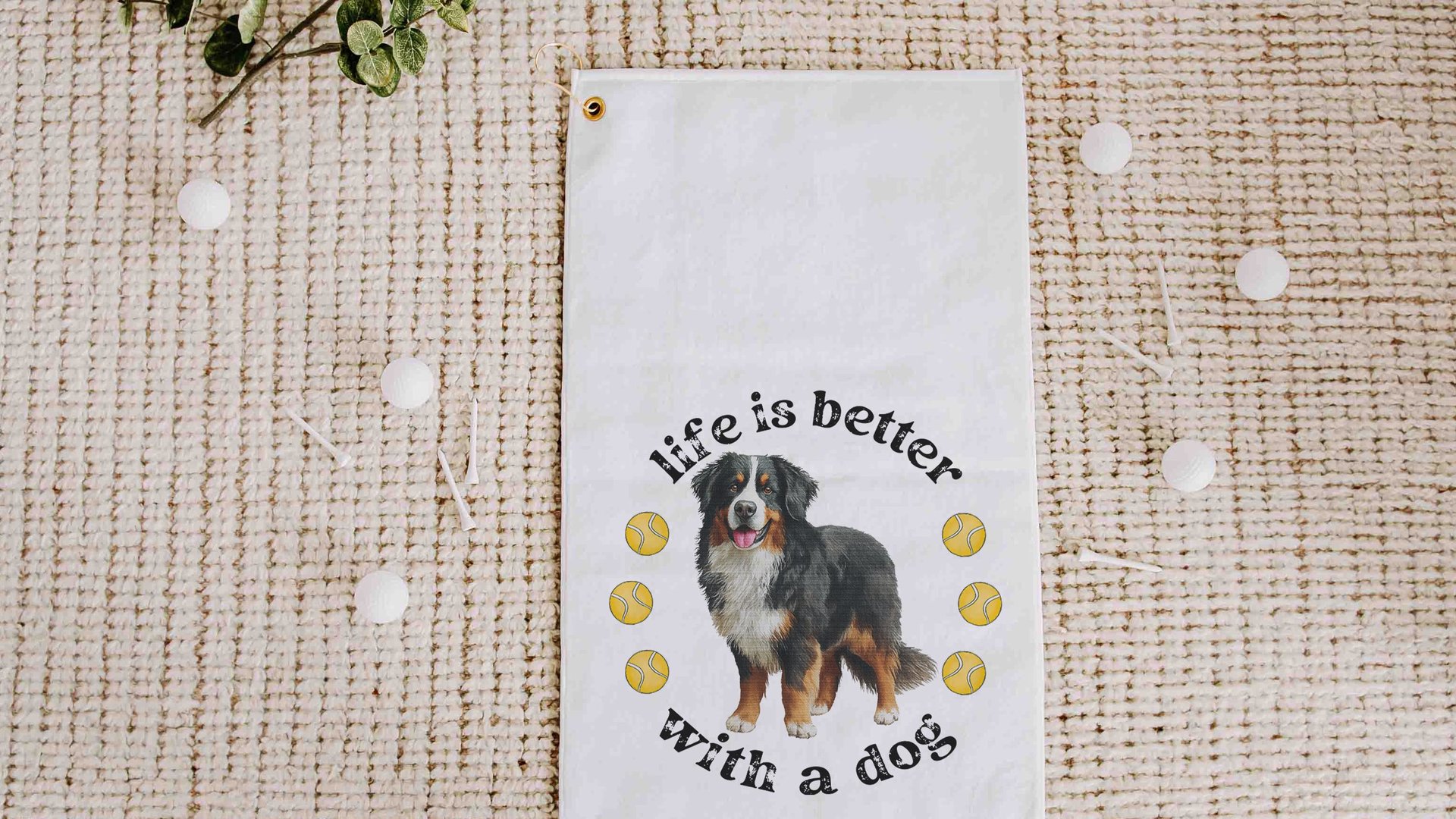 life is better with a dog tennis towels for women, tennis mom sweat towel with loop, unique dog mom gifts, best gifts for dog lovers, gym
