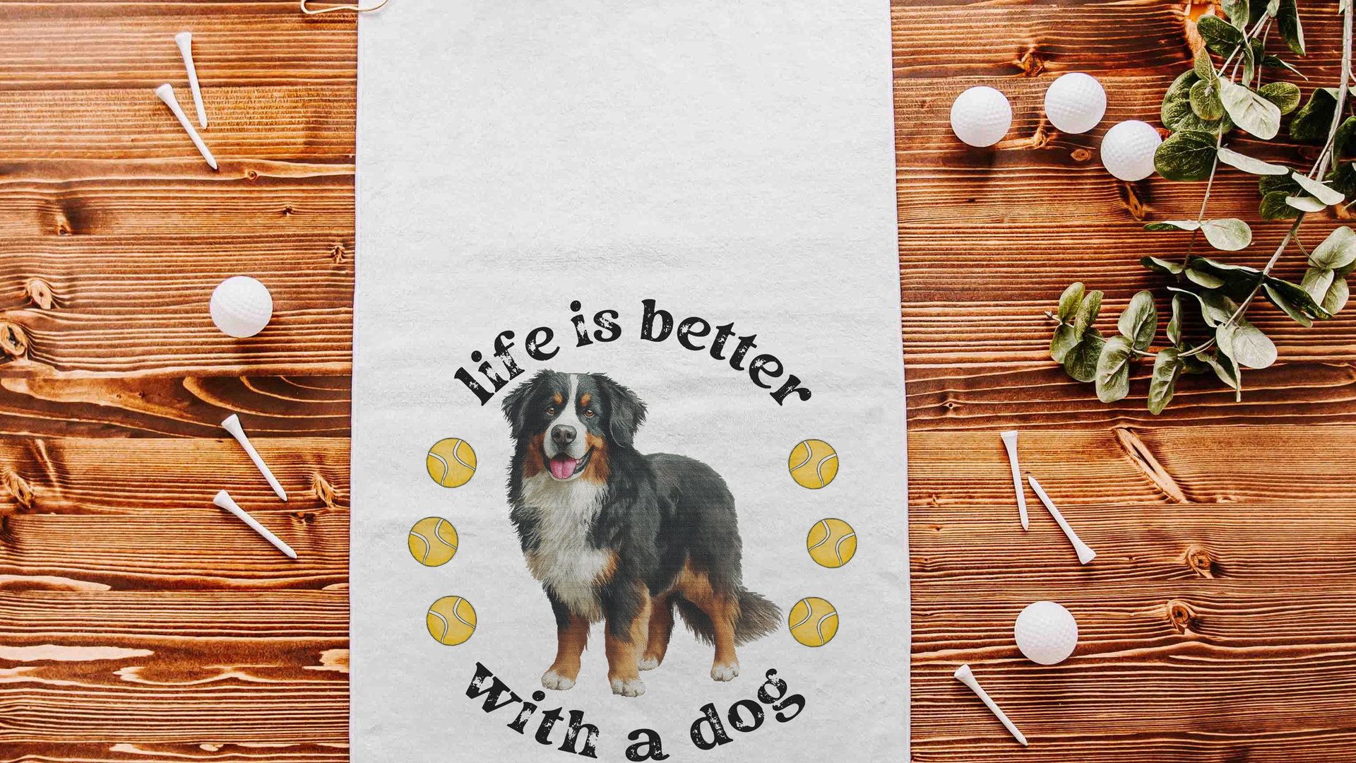 life is better with a dog tennis towels for women, tennis mom sweat towel with loop, unique dog mom gifts, best gifts for dog lovers, gym