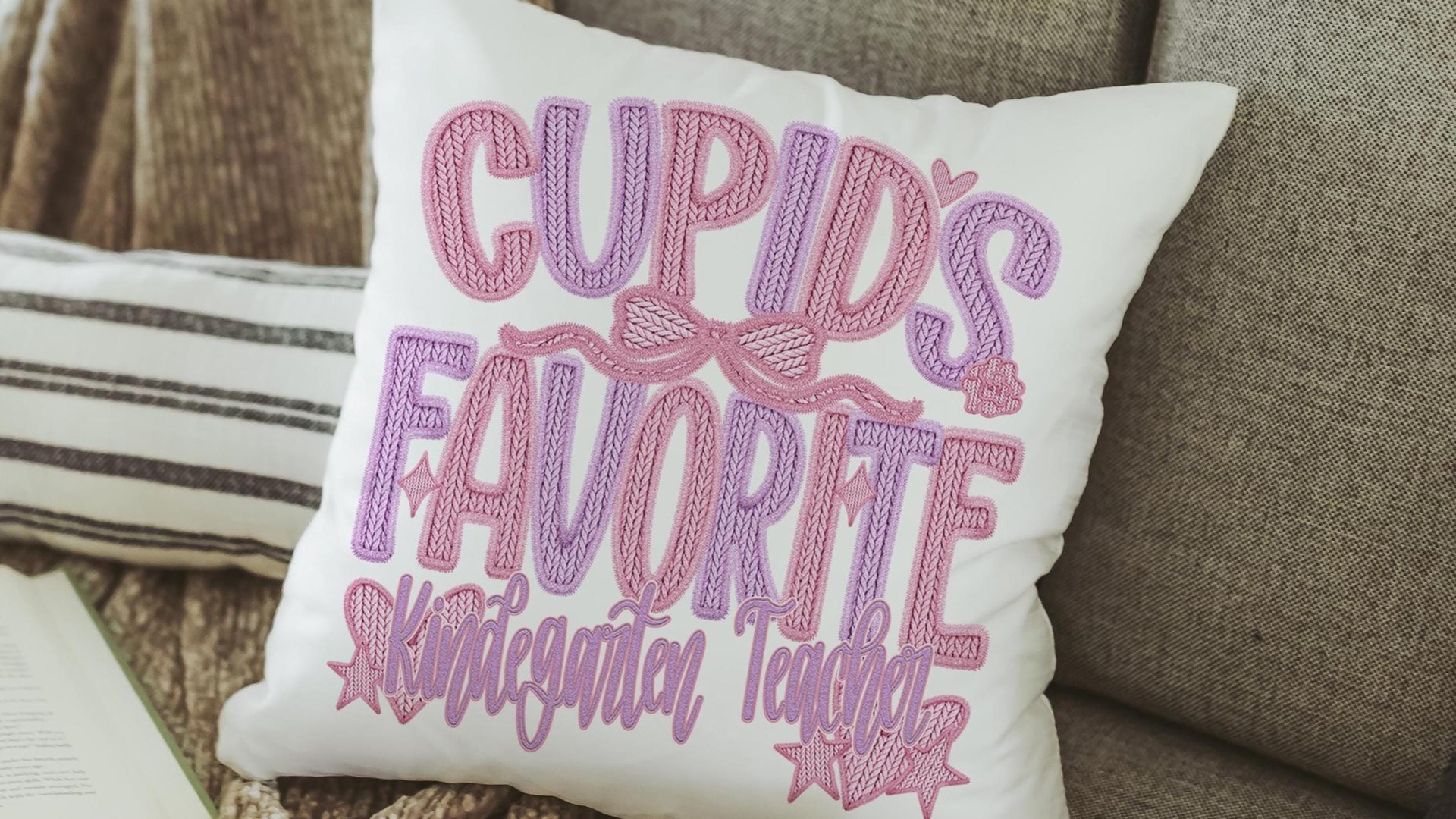 cupids favorite teacher throw pillows for women, funny Valentine classroom decor, Valentines day best selling gifts Etsy shops, preschool