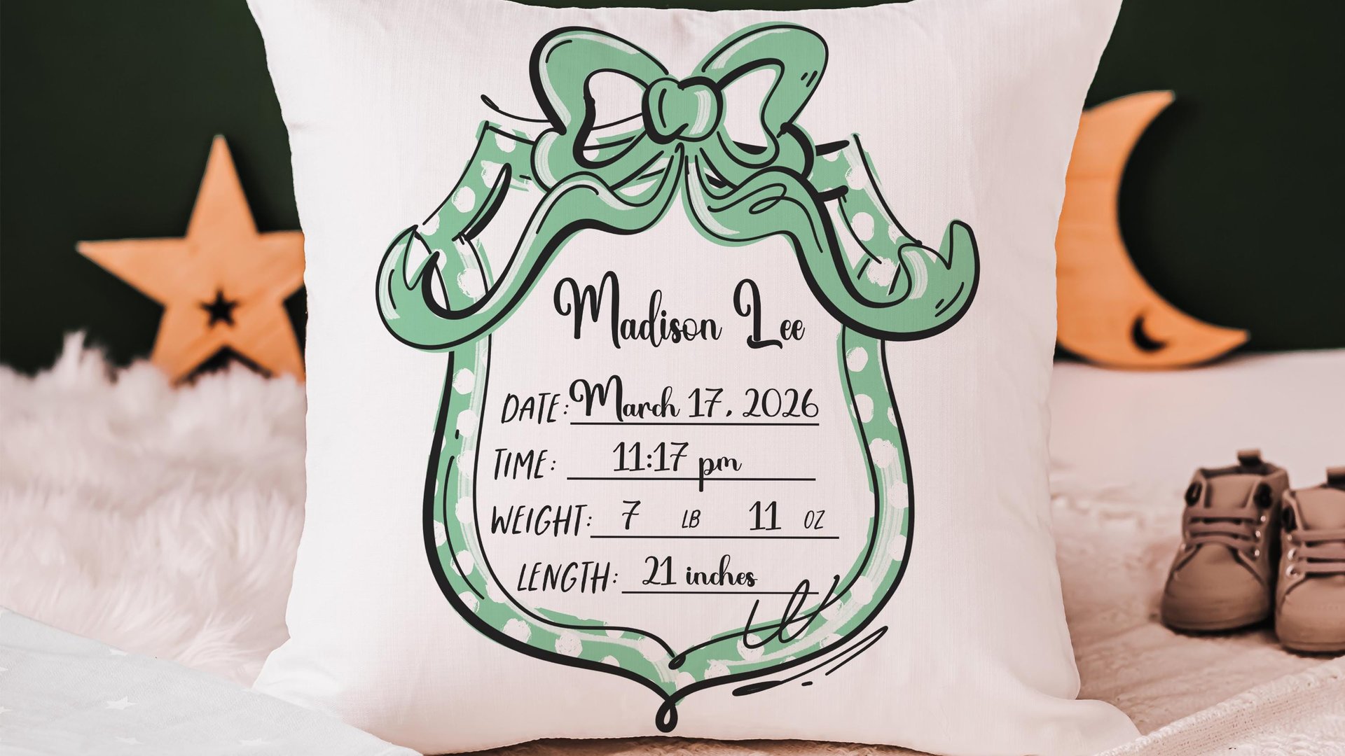 custom birth stats pillow for nursery chair, personalized baby keepsake gifts, infant boy baby stats gift, first time mom gift sentimental