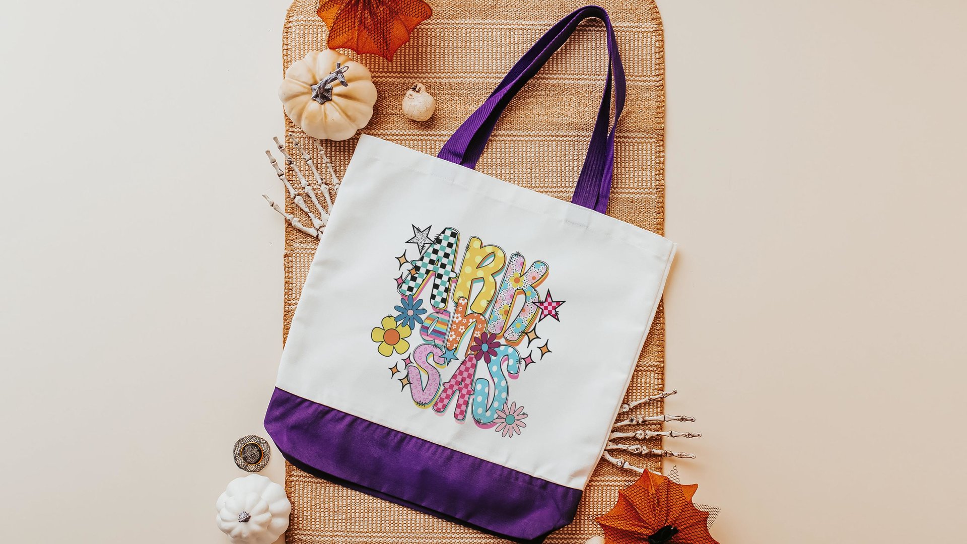 pink checkered Arkansas tote for college, real estate agent tote bag for women, Little Rock Arkansas gifts, farmers market bag, cute teacher