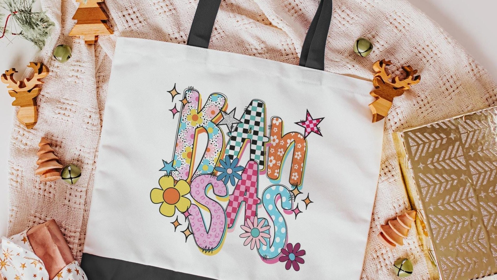 baby pink leopard print Kansas tote bag for teachers, trendy checkered realtor tote bag real estate agent gift, cute Kansas gifts for her