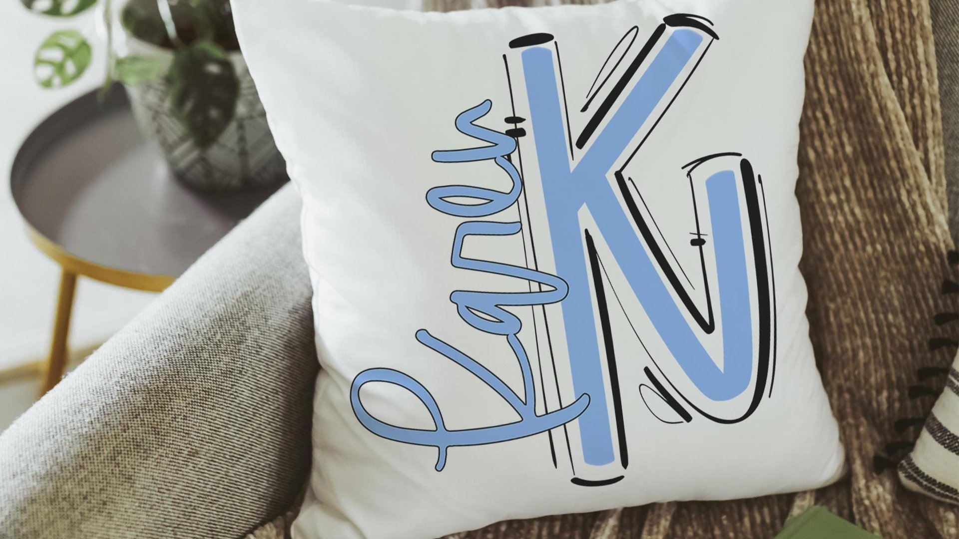 personalized name throw pillow little girl bed decor, Columbia blue initial pillows for girls, Carolina blue decor, secret Santa gifts for