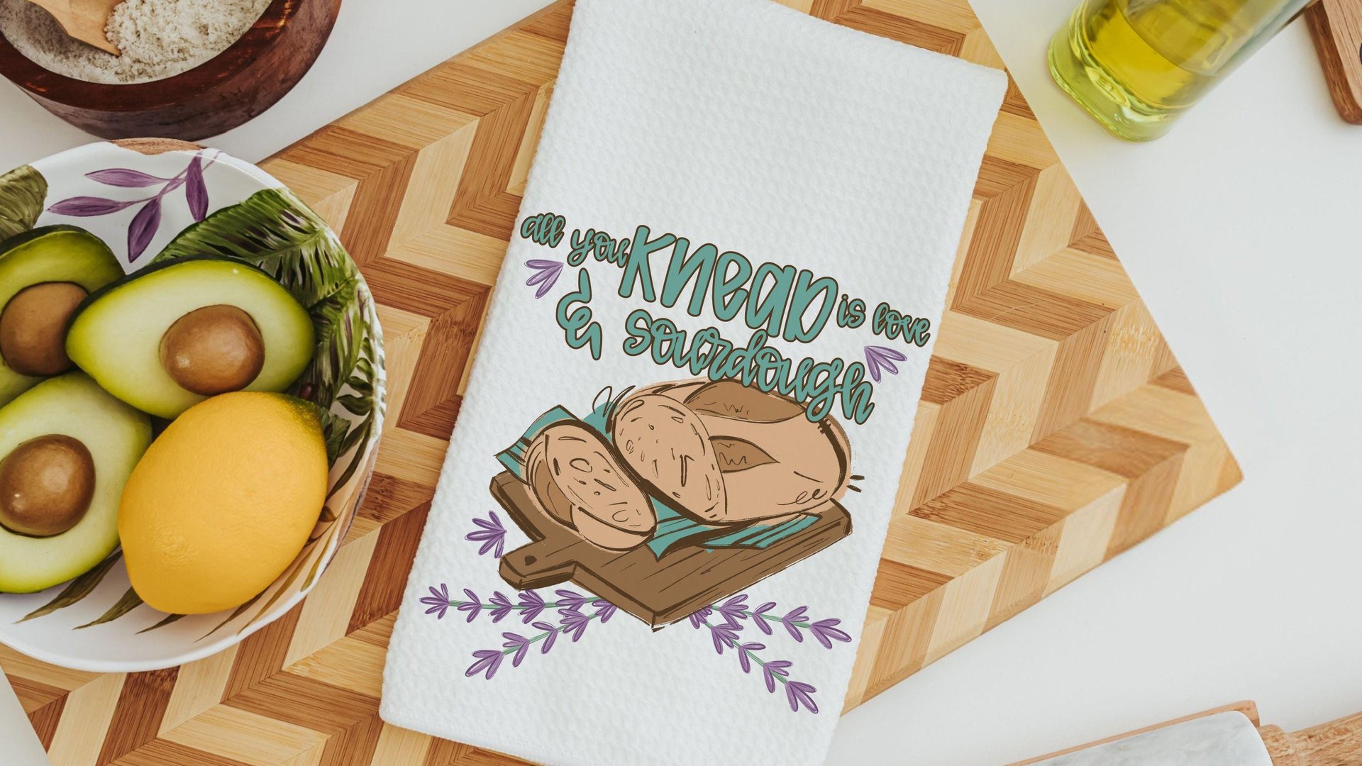 all you knead is love funny kitchen towels for women, bread baking gift for her, cute sourdough hand towels for wedding gift, baker girl