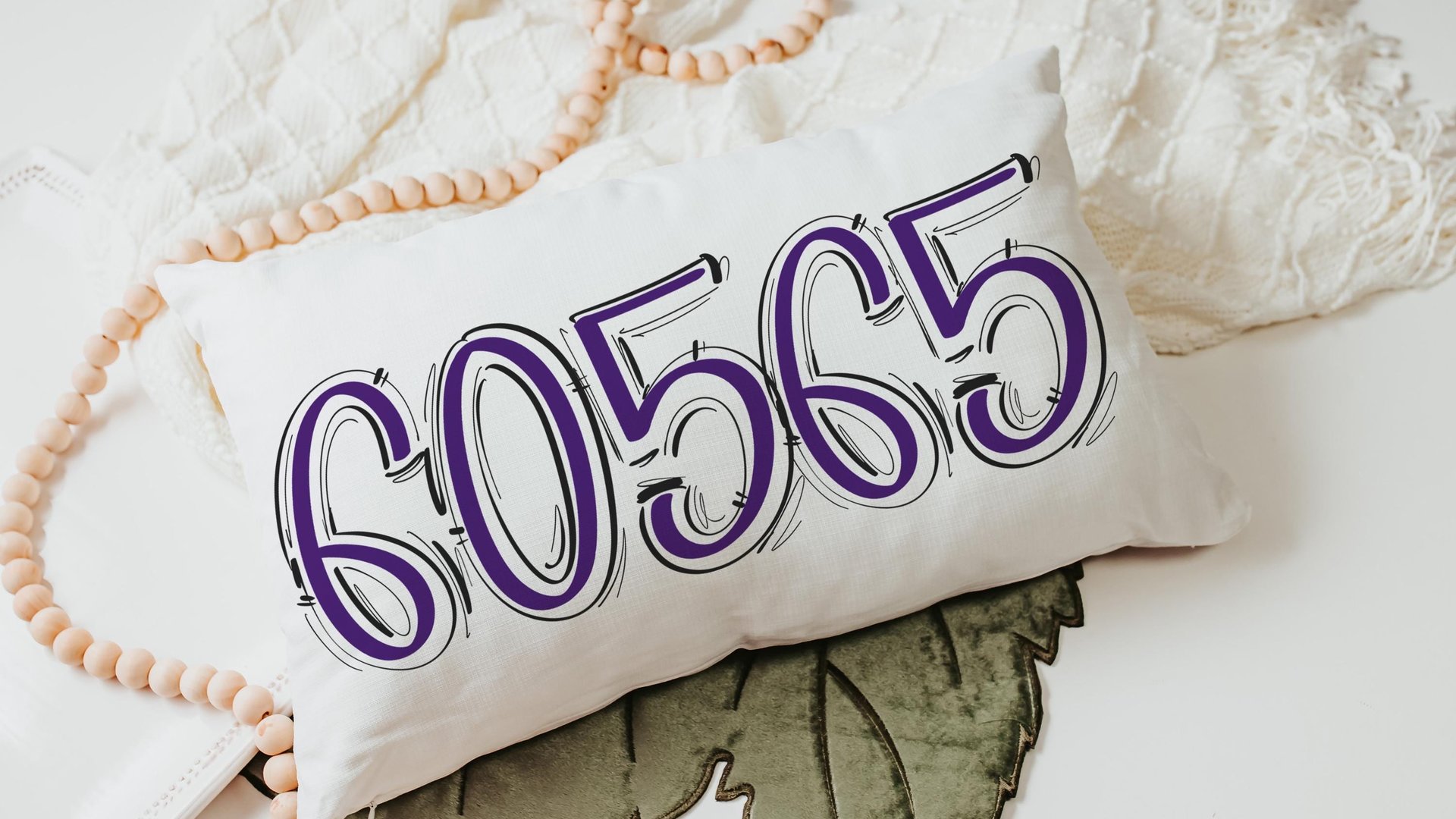 custom zip code pillow lumbar decorative bed pillow cover cute dorm pillows for girls, moving gift for daughter, purple school spirit decor