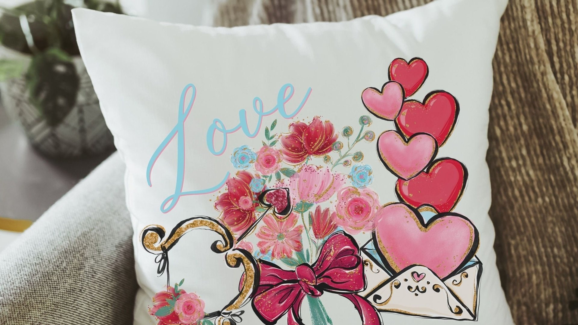 Valentines Day throw pillow for couch, cupids arrow accent pillows for bed, romantic gifts for girlfriend, cute Valentines gifts for wife