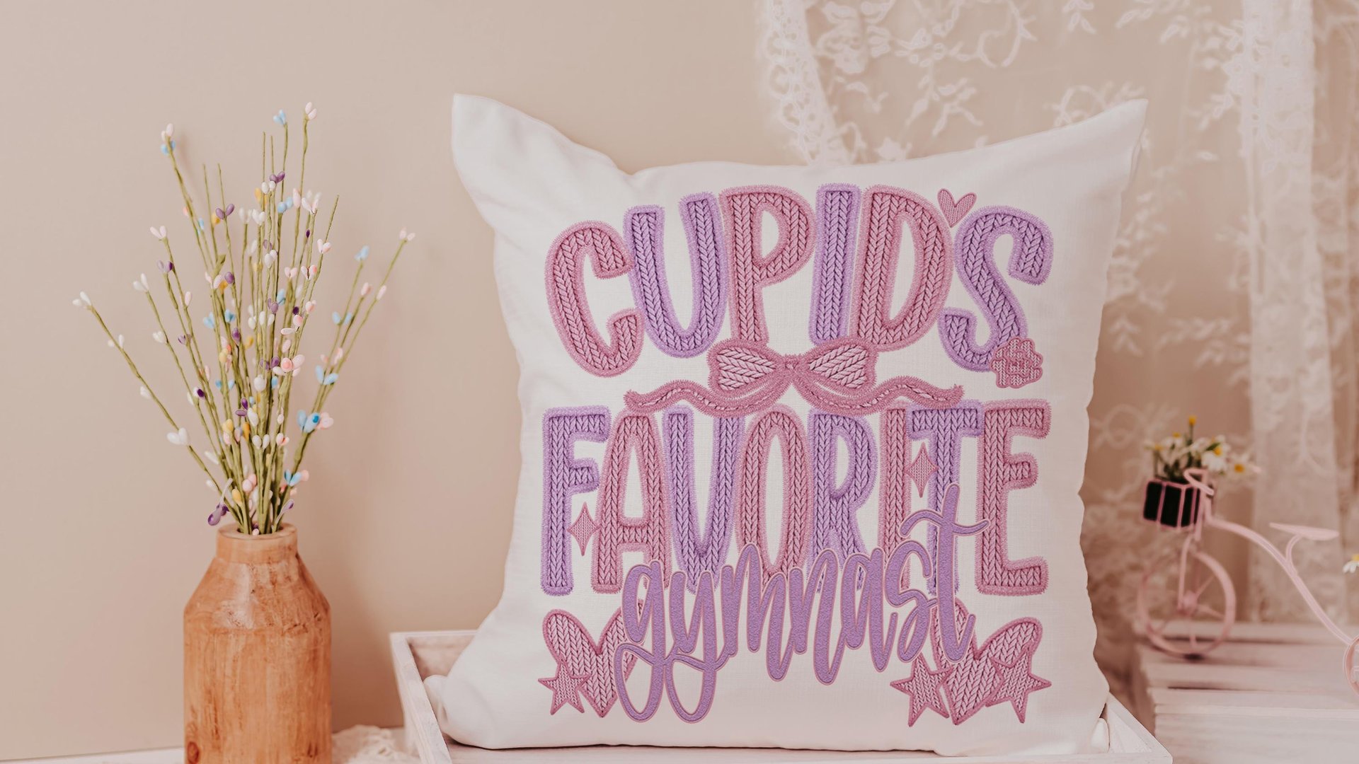 cupids favorite gymnast throw pillows for bed light pink decorative pillows, gymnastics gifts for girls, Valentines day best selling gifts