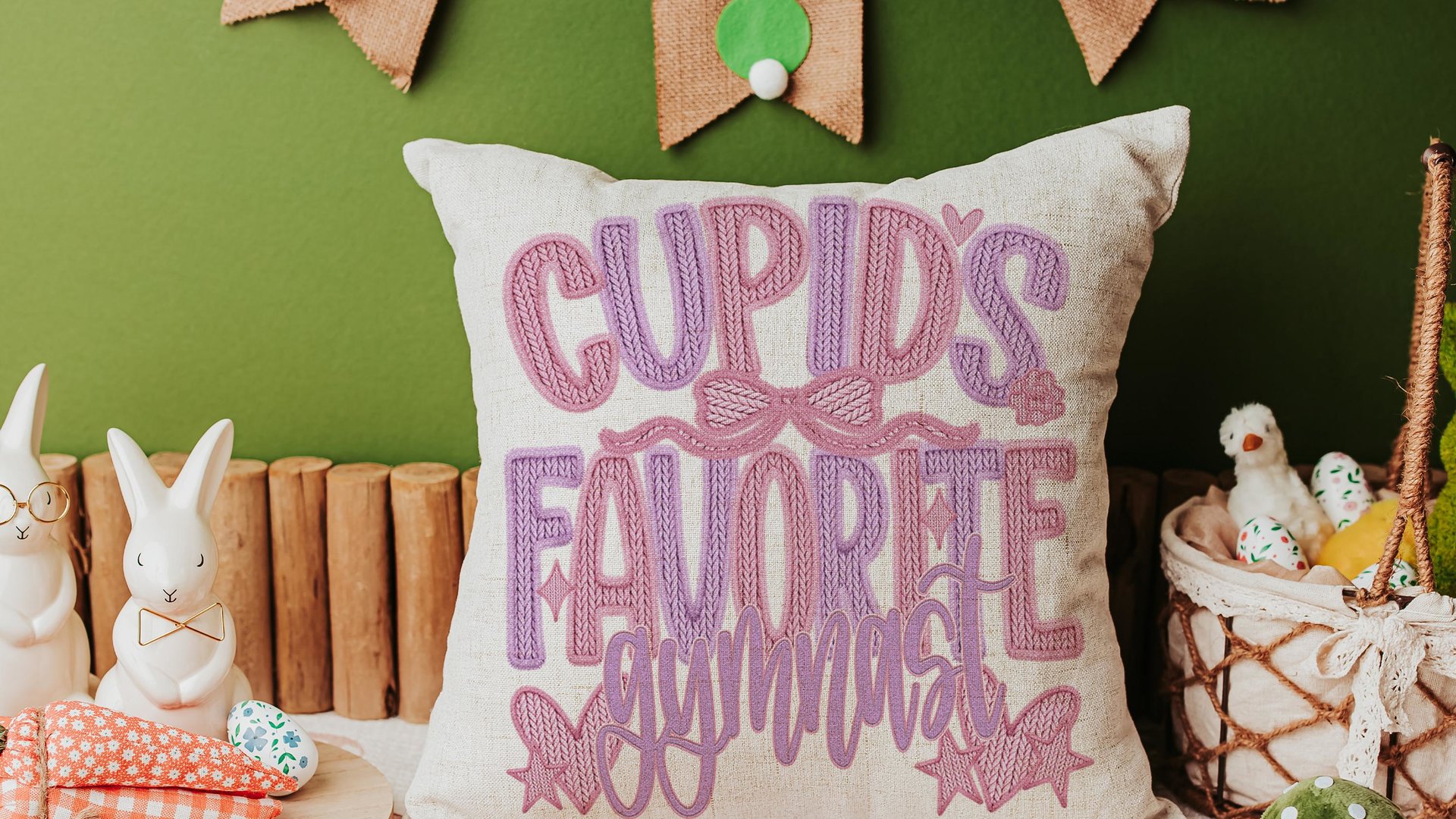 cupids favorite gymnast throw pillows for bed light pink decorative pillows, gymnastics gifts for girls, Valentines day best selling gifts