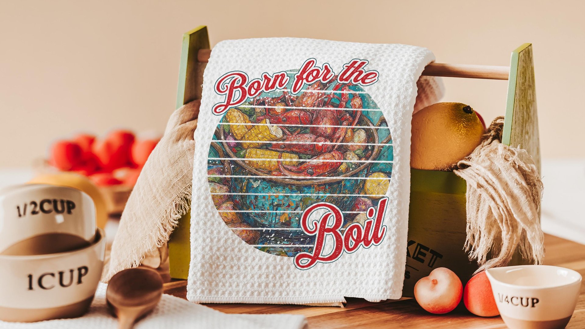 Born for the boil crawfish kitchen towels, Creole cooking crawfish boil Cajun kitchen decor, pinch the tail Louisiana gifts, Southern gifts