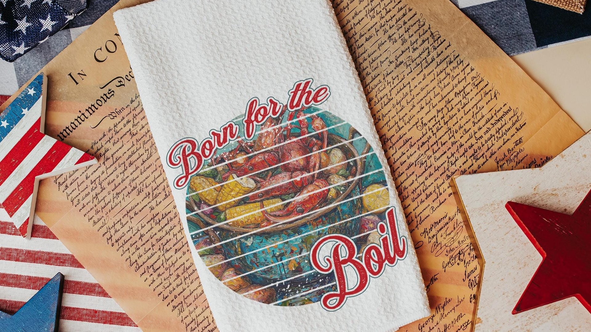 Born for the boil crawfish kitchen towels, Creole cooking crawfish boil Cajun kitchen decor, pinch the tail Louisiana gifts, Southern gifts