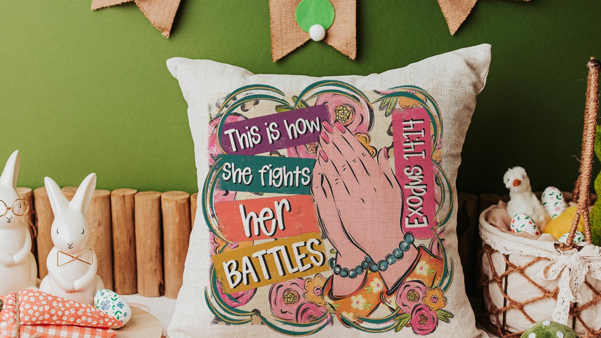 this is how I fight my battles faith based throw pillows for couch floral Christian gifts for best friends, Exodus 14:14 Bible verse accent