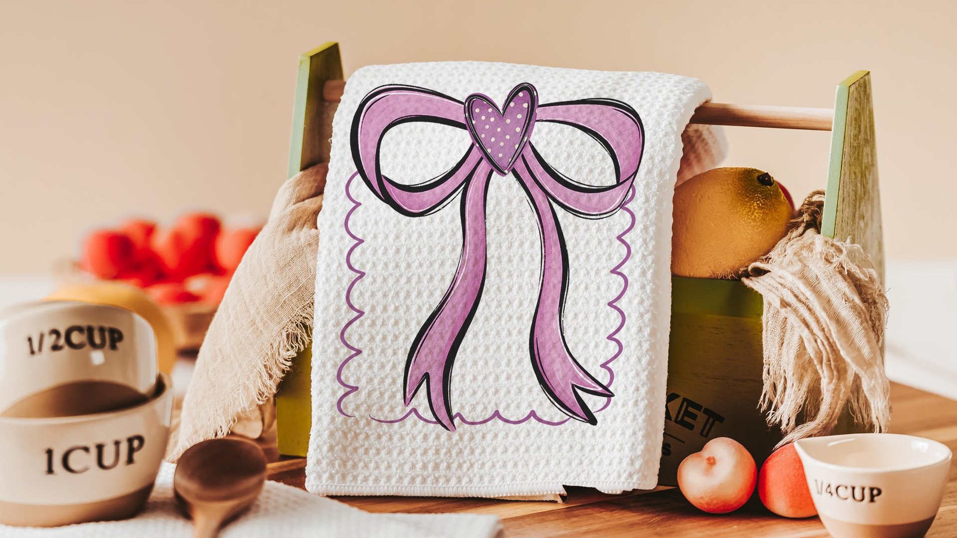 God has a way loaves and fish Christian kitchen towels for Mom, pink bow coquette hand towel for guest bathroom, Bible verse kitchen decor