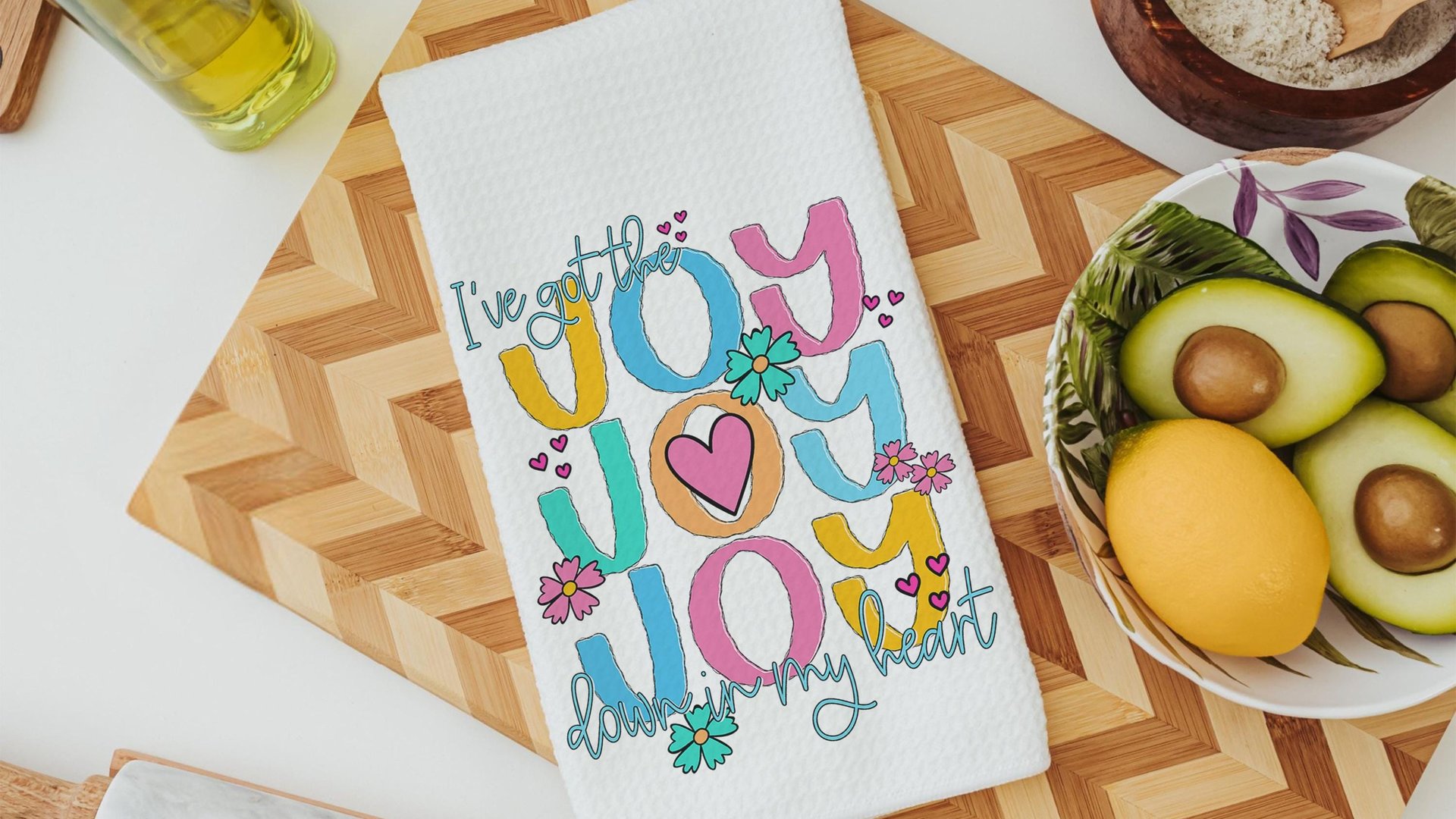 joy in my heart Christian kitchen towels for bridal shower, Easter hostess gift for women, faith gifts for sister, Spring hand towel for