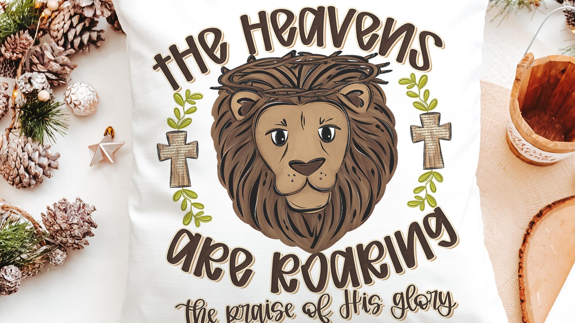 the heavens are roaring lion throw pillows for kids, John 3:16 Bible verse decorative pillows for couch, scripture nursery decor, Christian