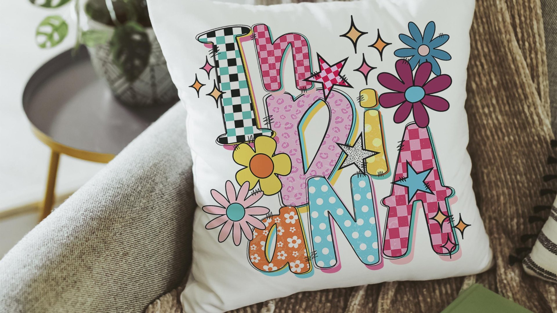 cute Indiana throw pillows for couch colorful accent pillows for dorm room, real estate agent gifts, realtor office decor, Indiana girl gift