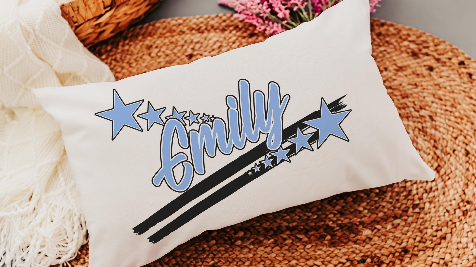 Personalized carolina blue name long pillow