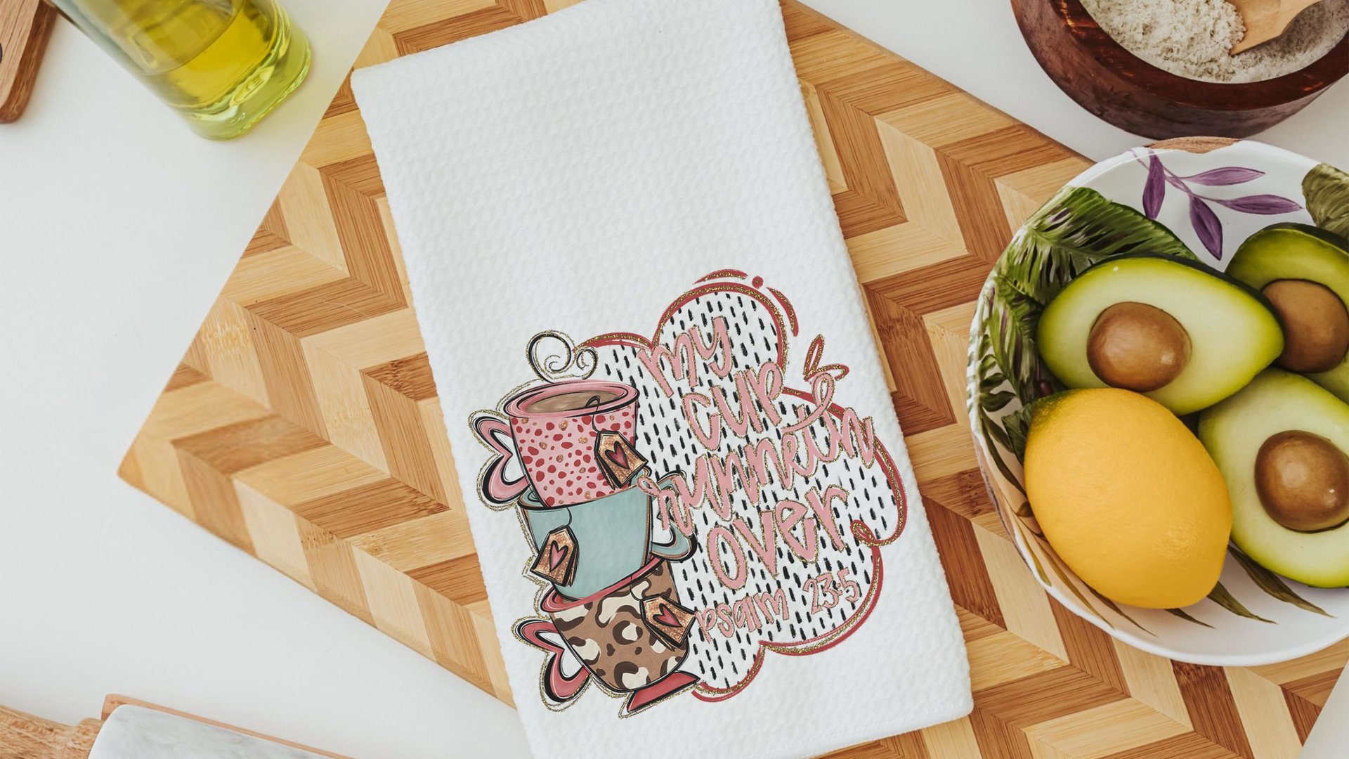 my cup runneth over coffee kitchen towels for gifts, Bible verse hand towels for kitchen Christian gifts for best friends, coffee bar decor