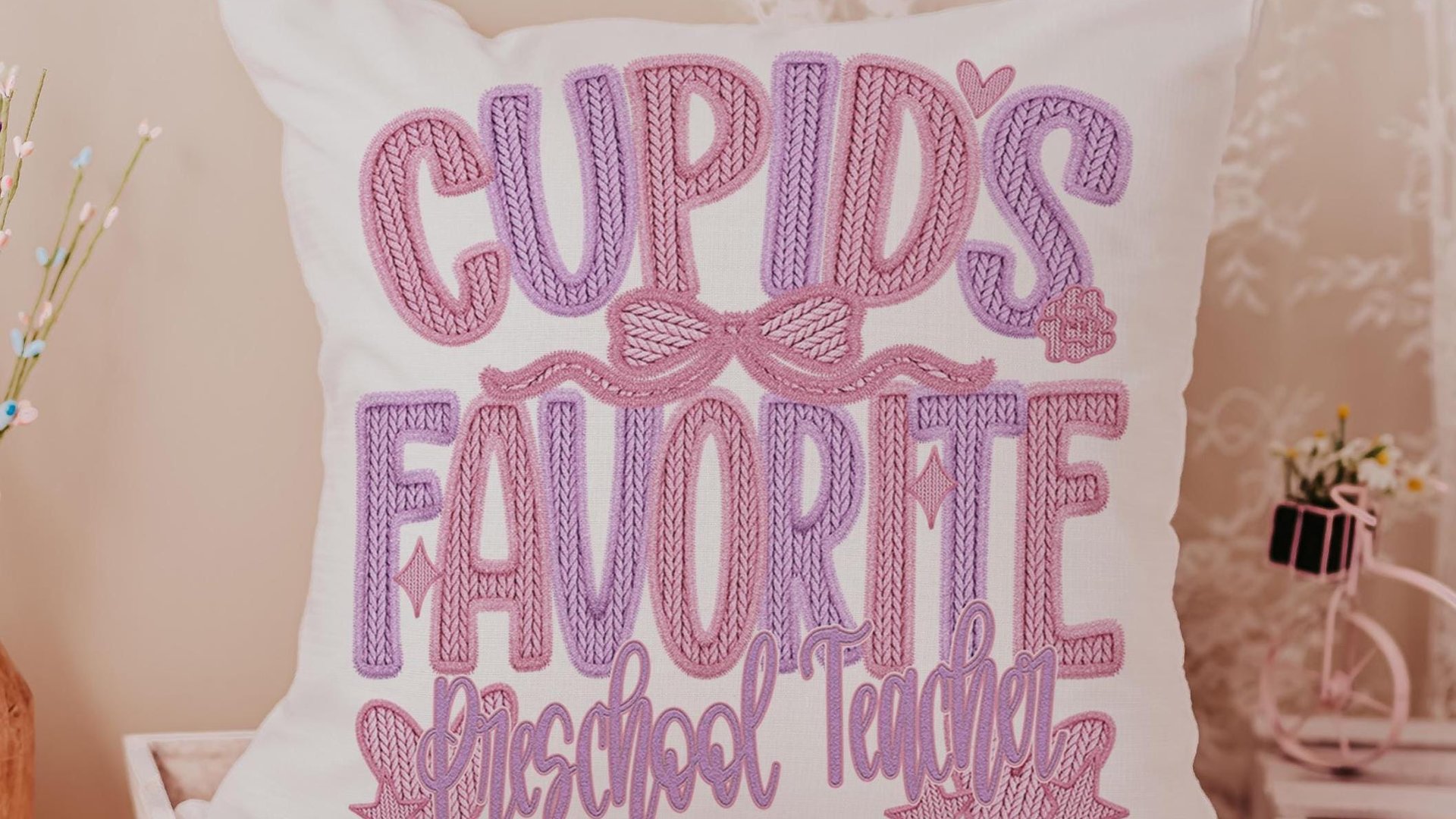 cupids favorite teacher throw pillows for women, funny Valentine classroom decor, Valentines day best selling gifts Etsy shops, preschool