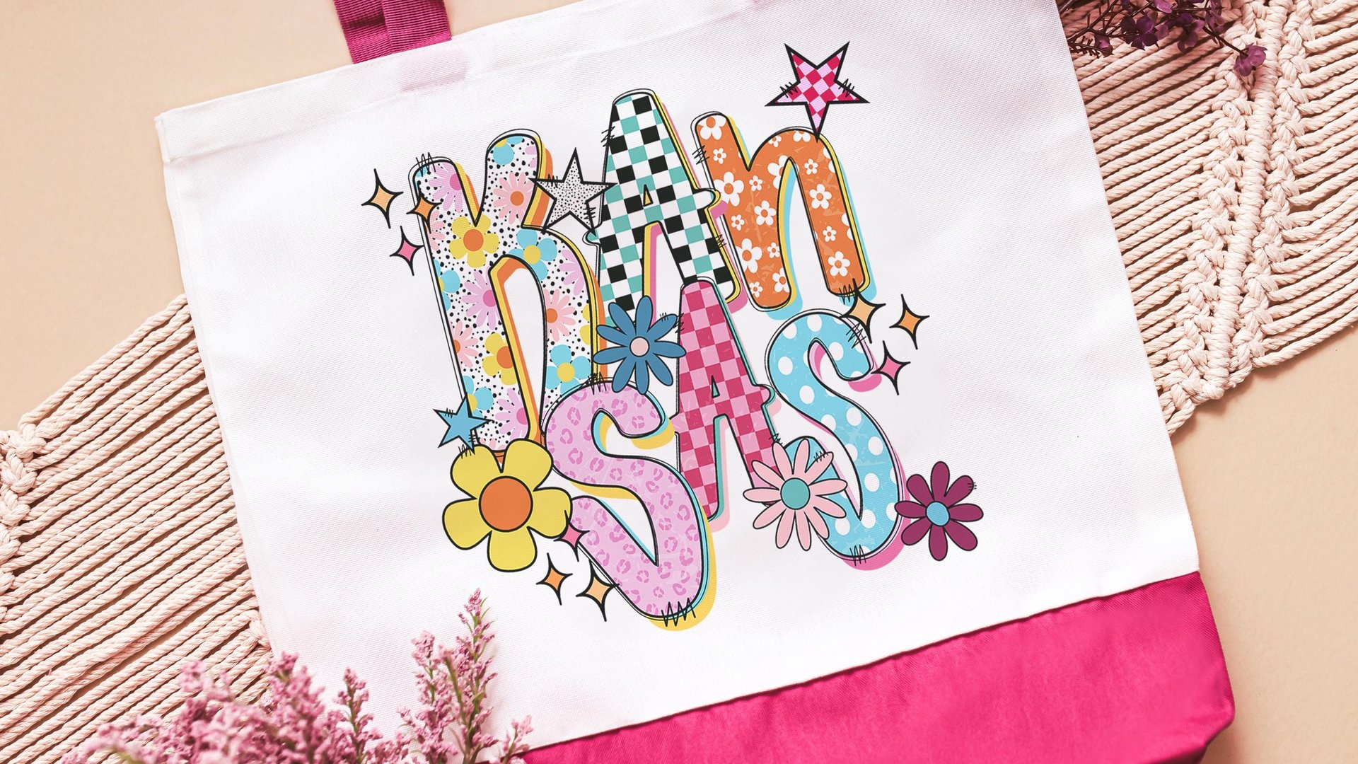 baby pink leopard print Kansas tote bag for teachers, trendy checkered realtor tote bag real estate agent gift, cute Kansas gifts for her