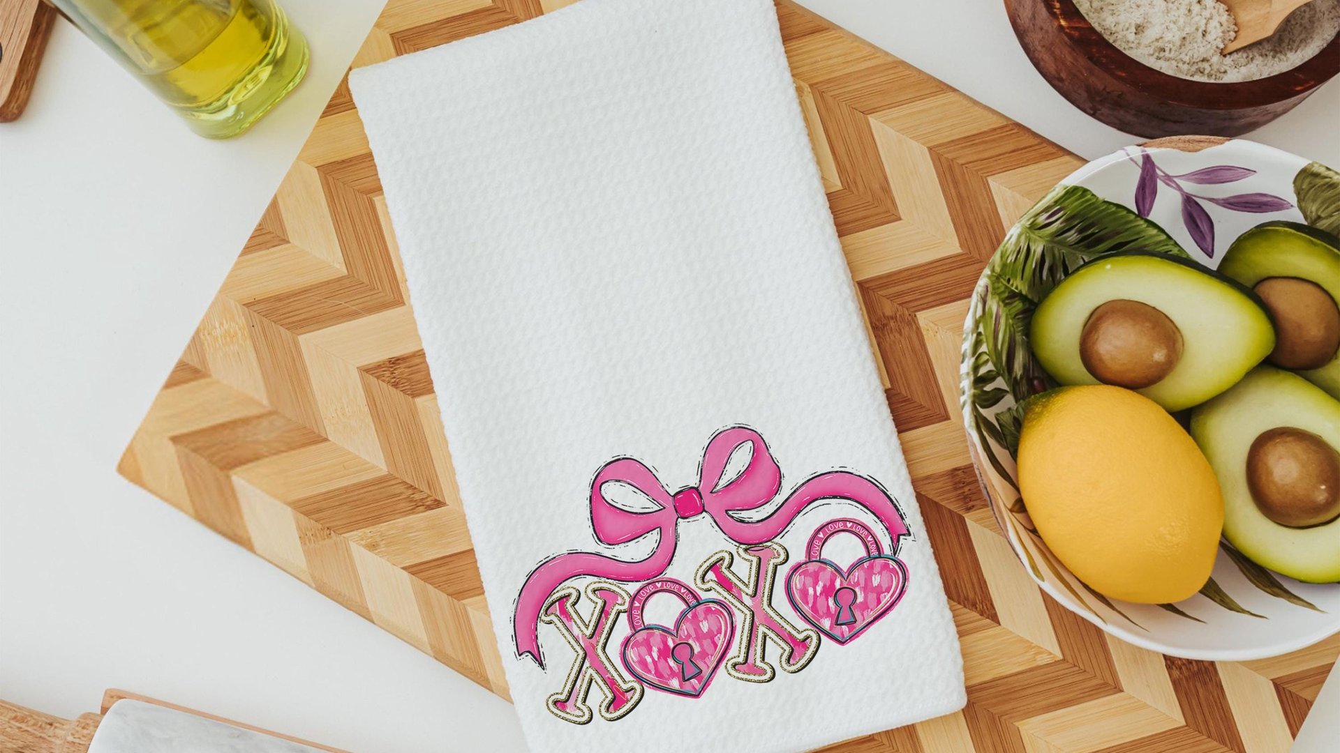 pink bow Valentines coquette lumbar throw pillows for couch, xoxo Valentines kitchen towels for bride, key to my heart decorative pillows