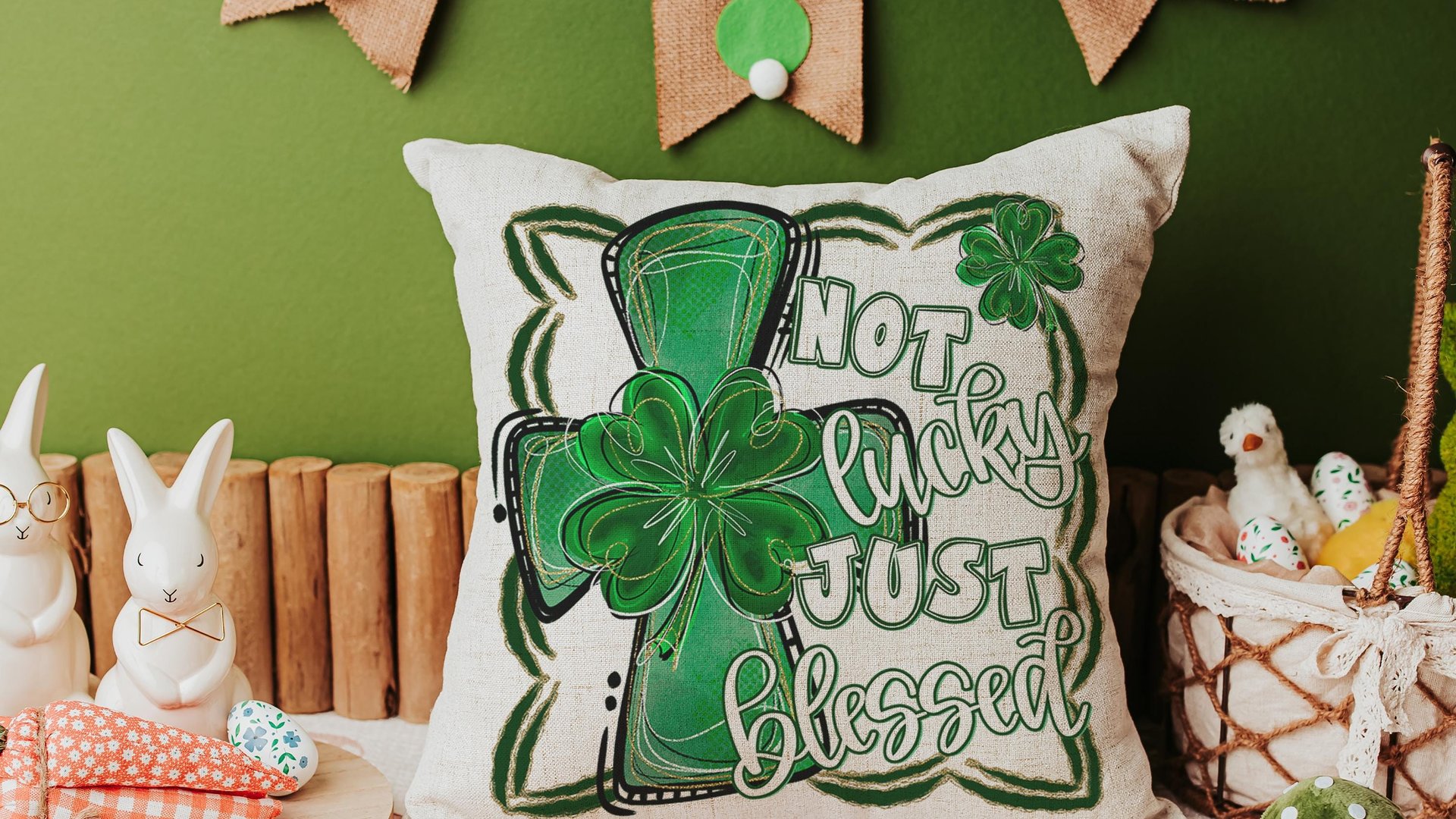 not lucky simply blessed shamrock cross kitchen towel for friends, Christian St Patricks Day decorations, Irish gifts for her, St Pattys Day