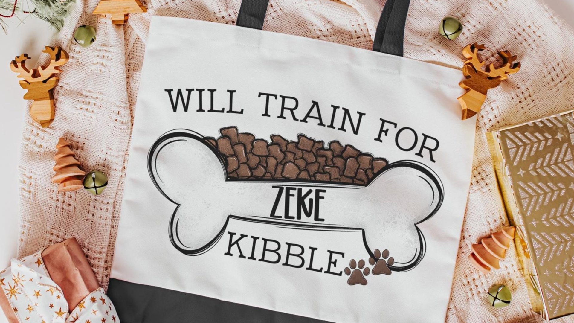 personalized will train for kibble dog treat bag, dog mom wristlet with strap, dog training accessories, dog lover gifts for women, zipper