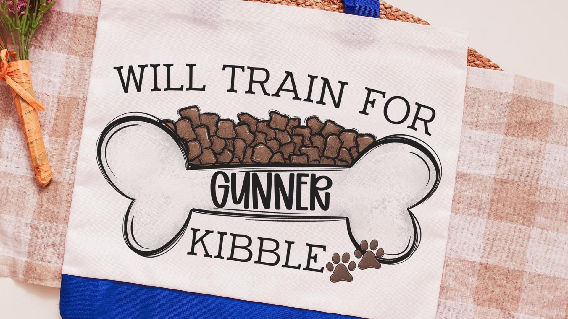 personalized will train for kibble dog treat bag, dog mom wristlet with strap, dog training accessories, dog lover gifts for women, zipper