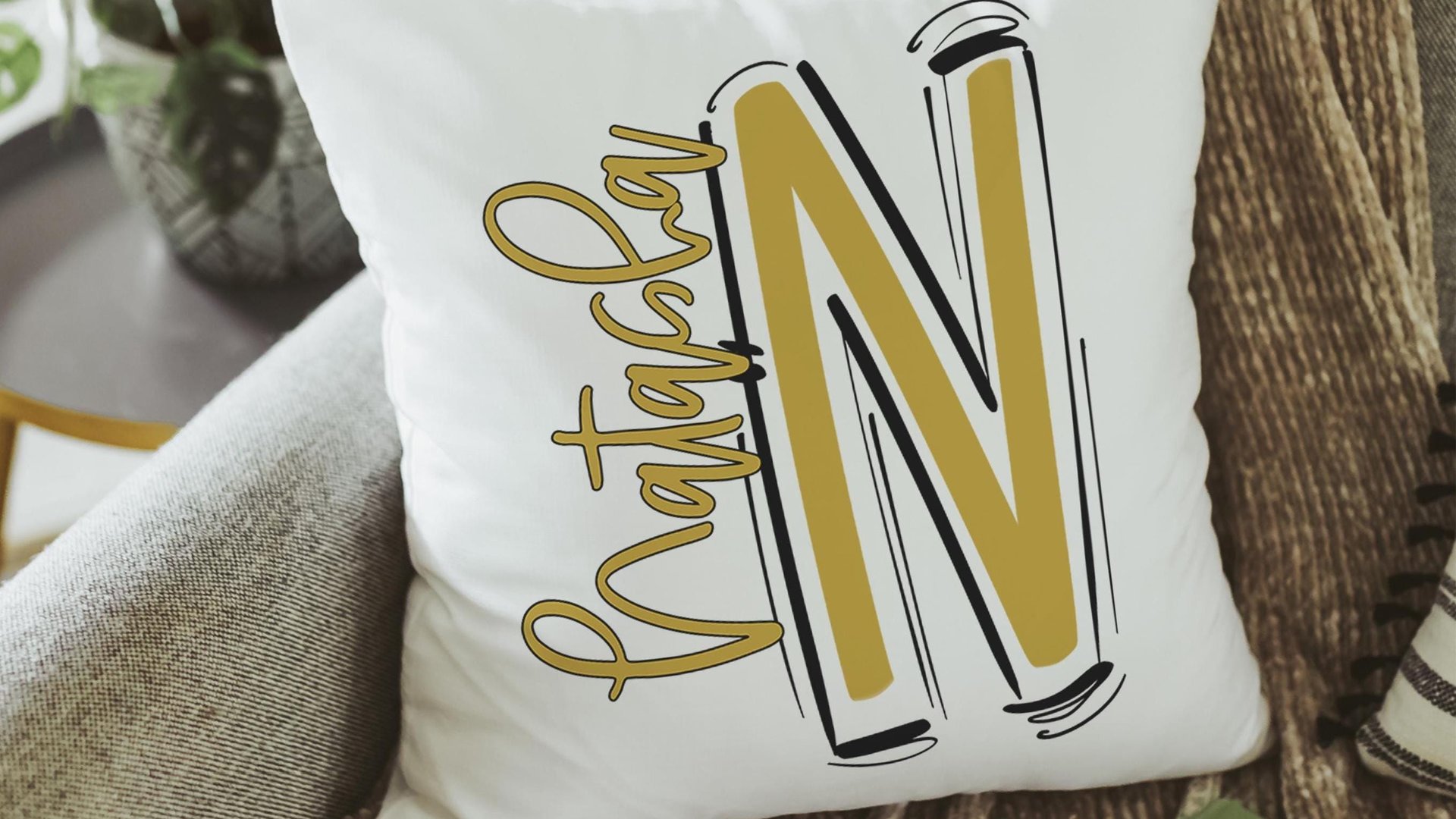 Personalized vegas gold pillow with name on it, new home gifts for girls, teenage girl gifts, tween girl bedroom decor, initial pillow for