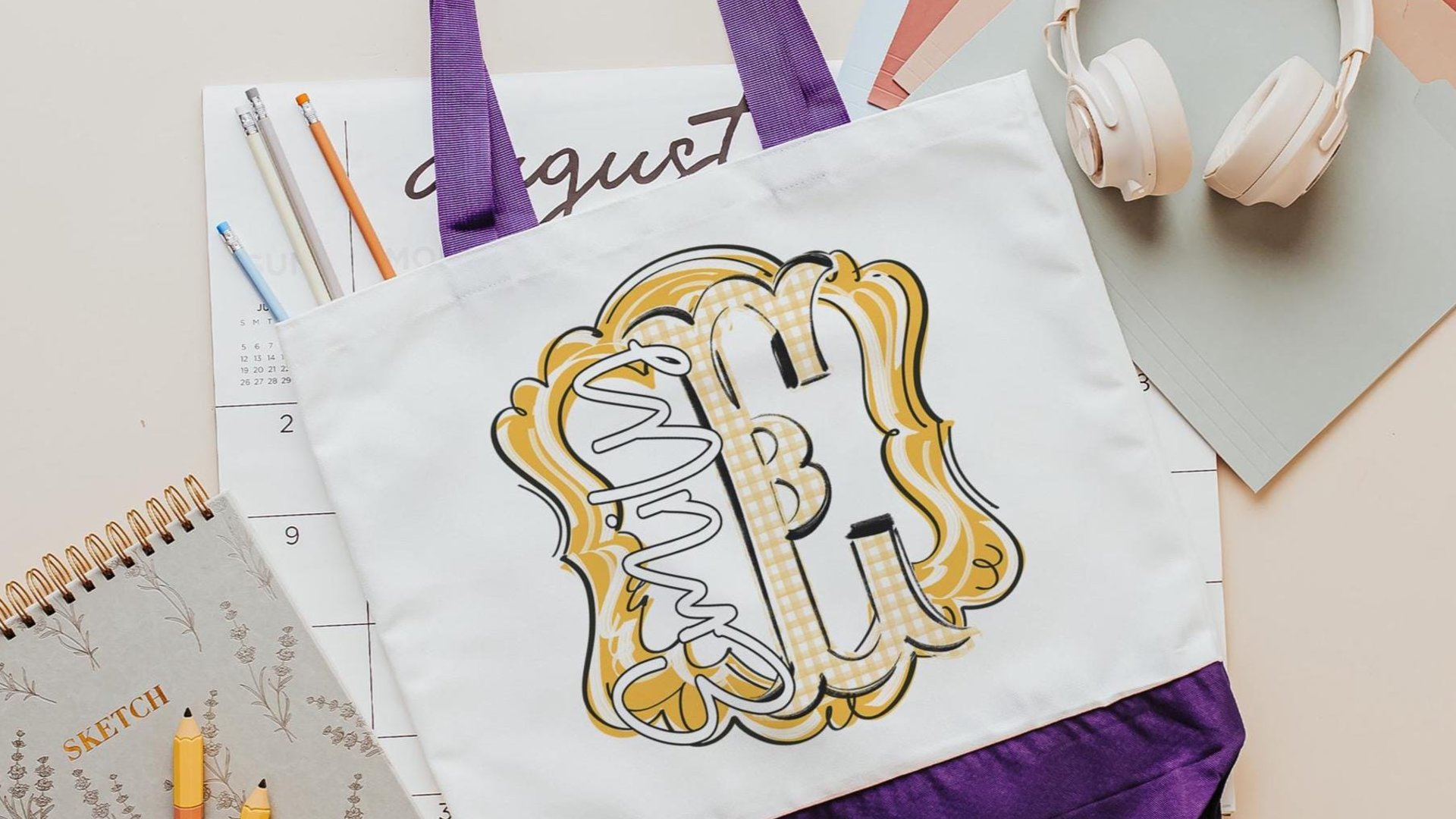 personalized initial tote bag for bridesmaids, carolina blue school spirit accessories, custom name tote bag for girls, best gifts for her