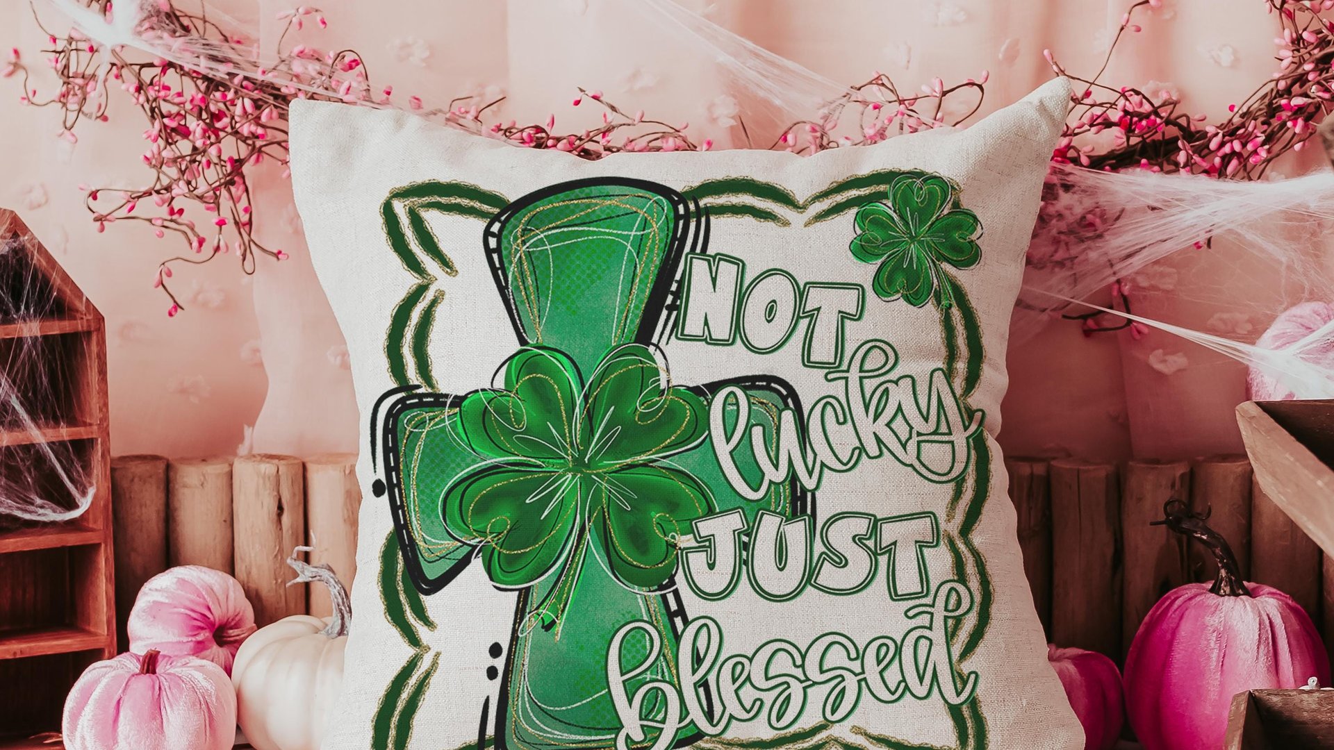 not lucky simply blessed shamrock cross kitchen towel for friends, Christian St Patricks Day decorations, Irish gifts for her, St Pattys Day