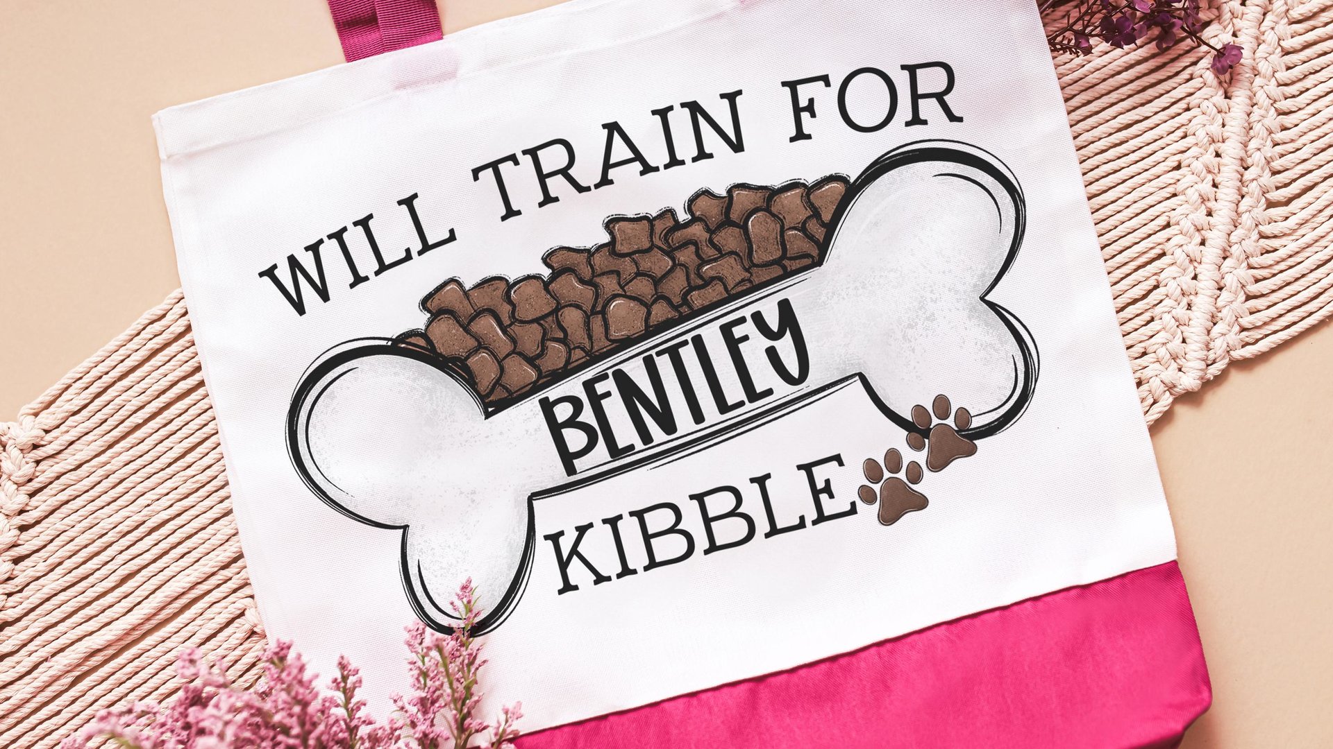 personalized will train for kibble dog treat bag, dog mom wristlet with strap, dog training accessories, dog lover gifts for women, zipper