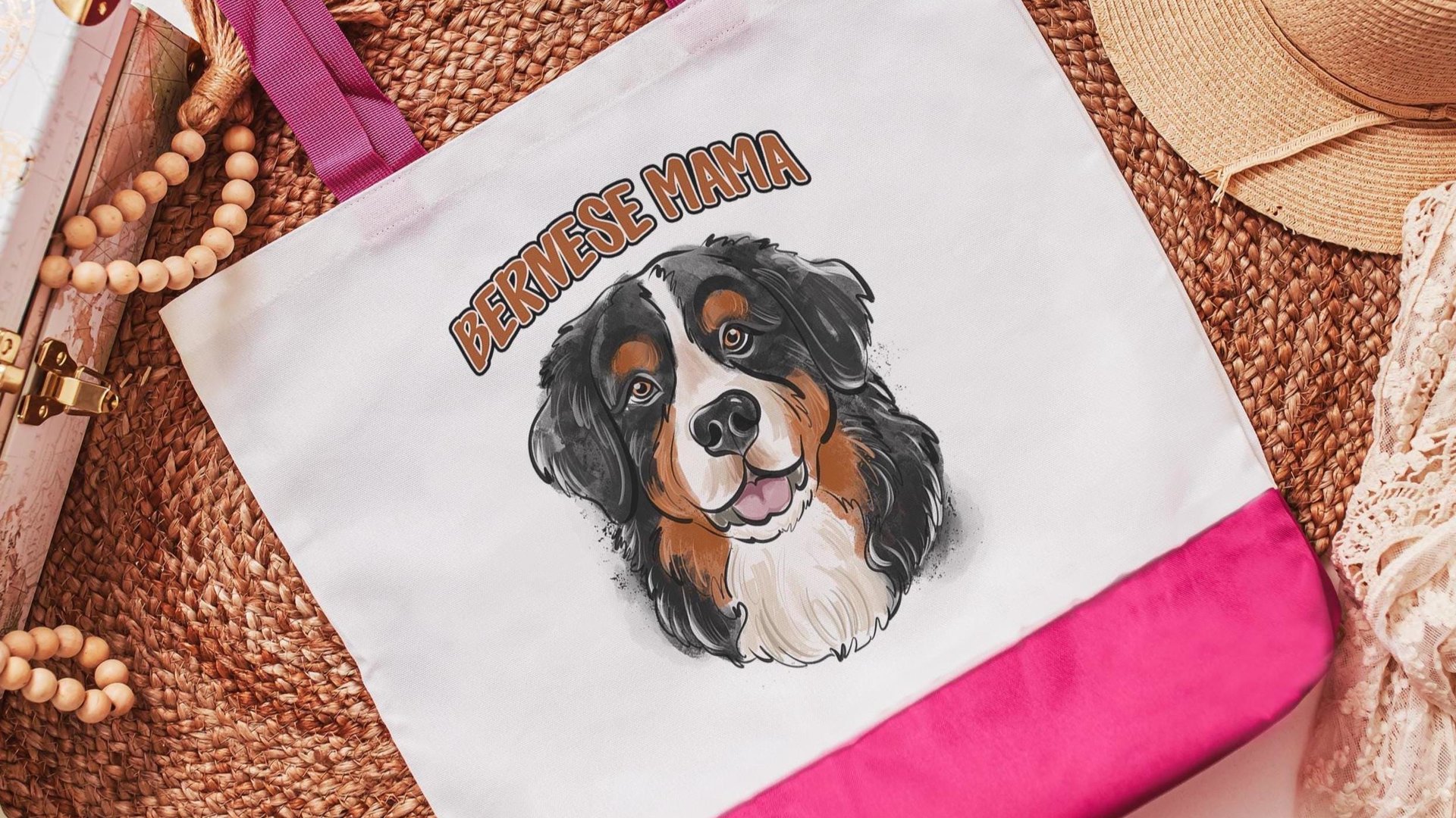 Berner mama tote bag for dog lover, Bernese mountain dog owner gifts for women, cute dog walking bag, Bernese dog mom gifts for her, best