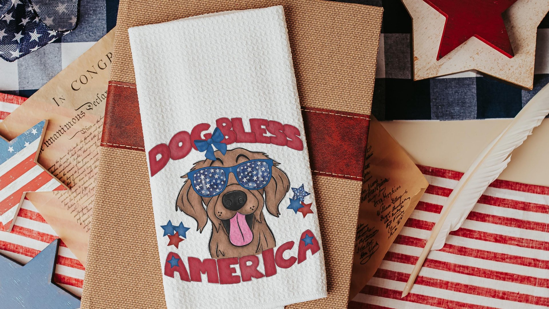 dog bless America throw pillows for couch for dog lovers, golden retriever gifts for women, patriotic dog decor for home, best gifts for her