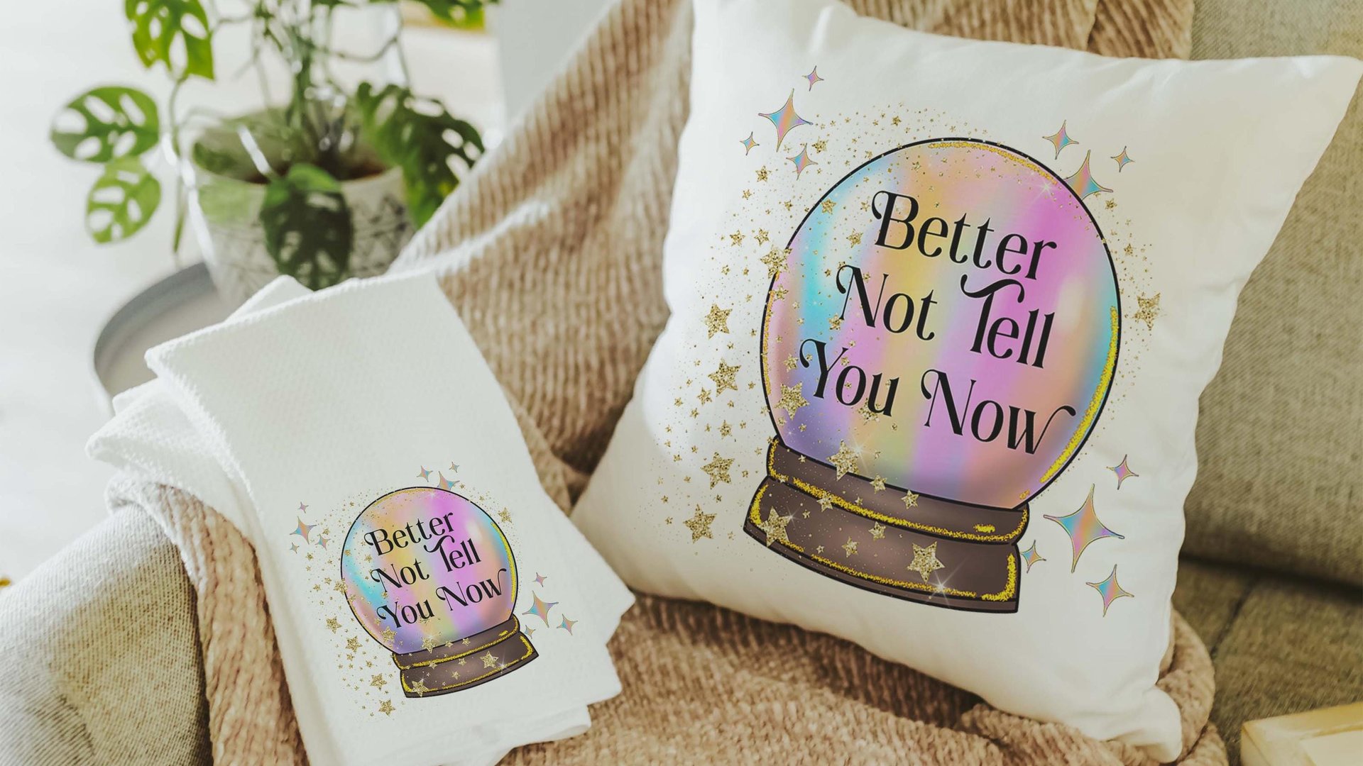 custom quote funny hand towels for bathroom, at least your mom thinks you're pretty crystal ball decor, sassy gift for best friends, snarky