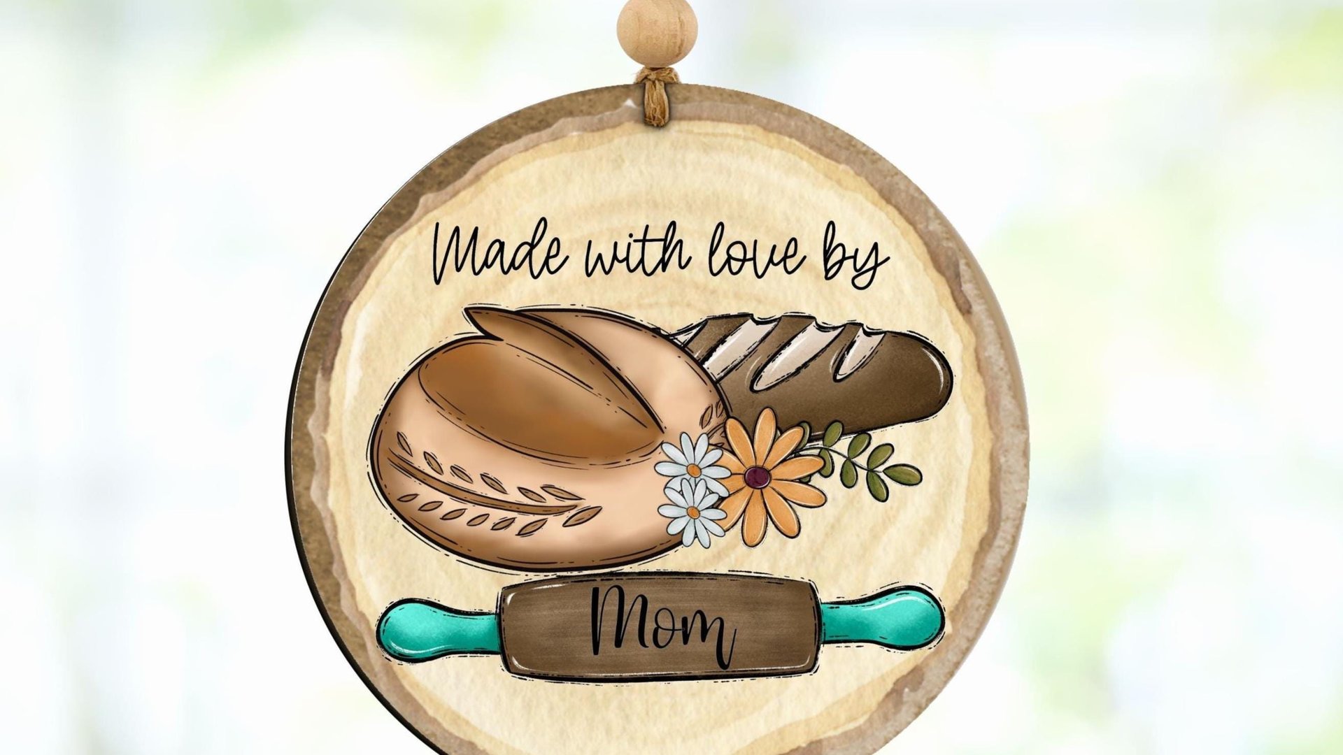 personalized made with love from the kitchen sourdough ornaments, baking gifts for Mom, cute Christmas  gifts for daughter in law, rear view