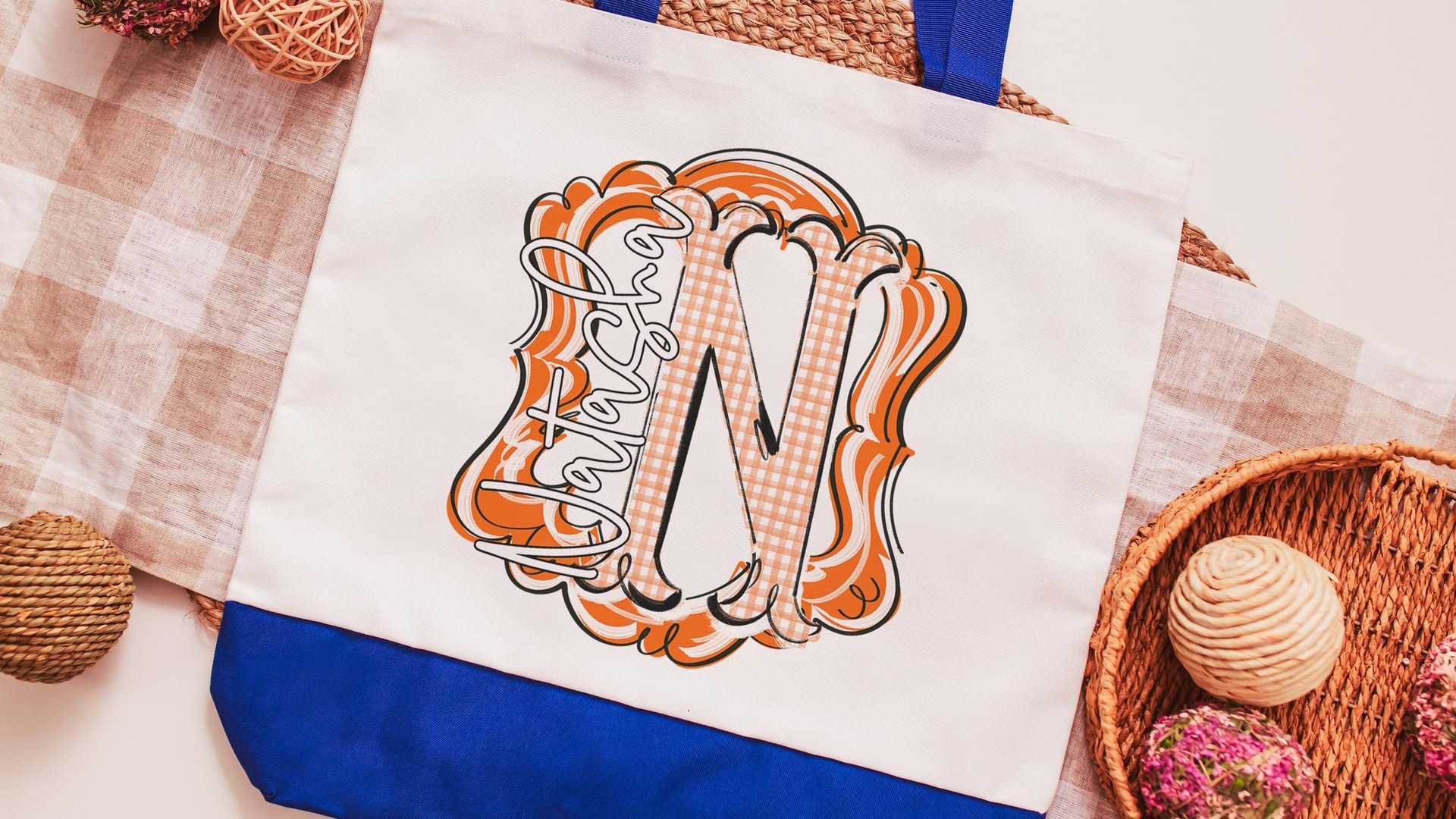 personalized initial tote bag for bridesmaids, carolina blue school spirit accessories, custom name tote bag for girls, best gifts for her