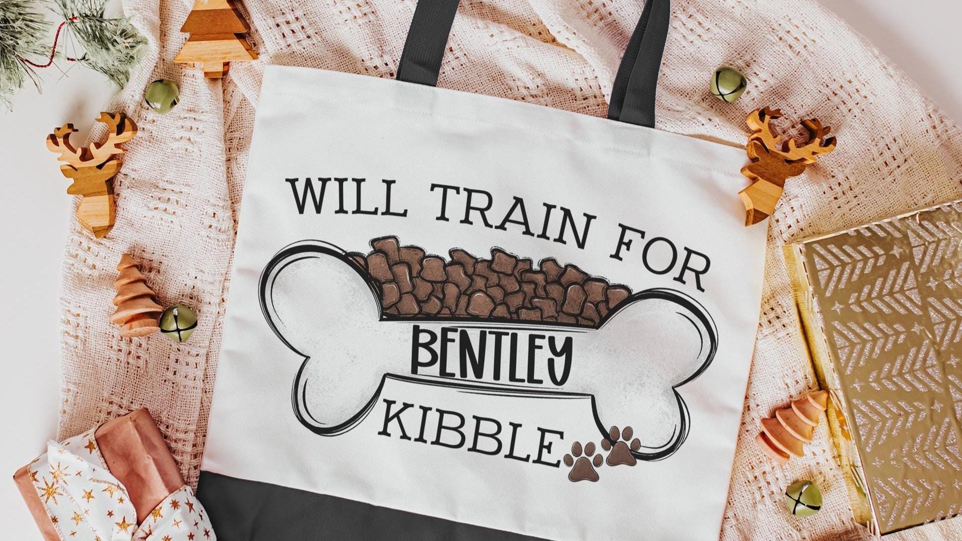 personalized will train for kibble dog treat bag, dog mom wristlet with strap, dog training accessories, dog lover gifts for women, zipper