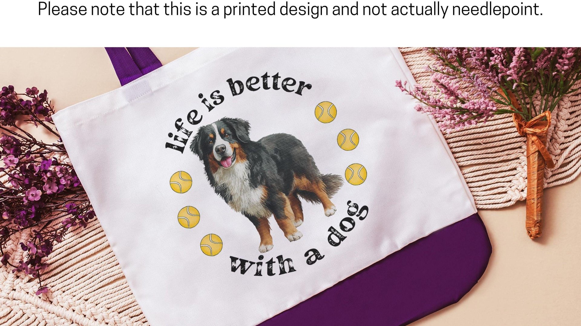 life is better with a dog tote bag for women, best gifts for dog lovers, dog walking bag, unique dog mom gifts, Bernese mountain dog gift
