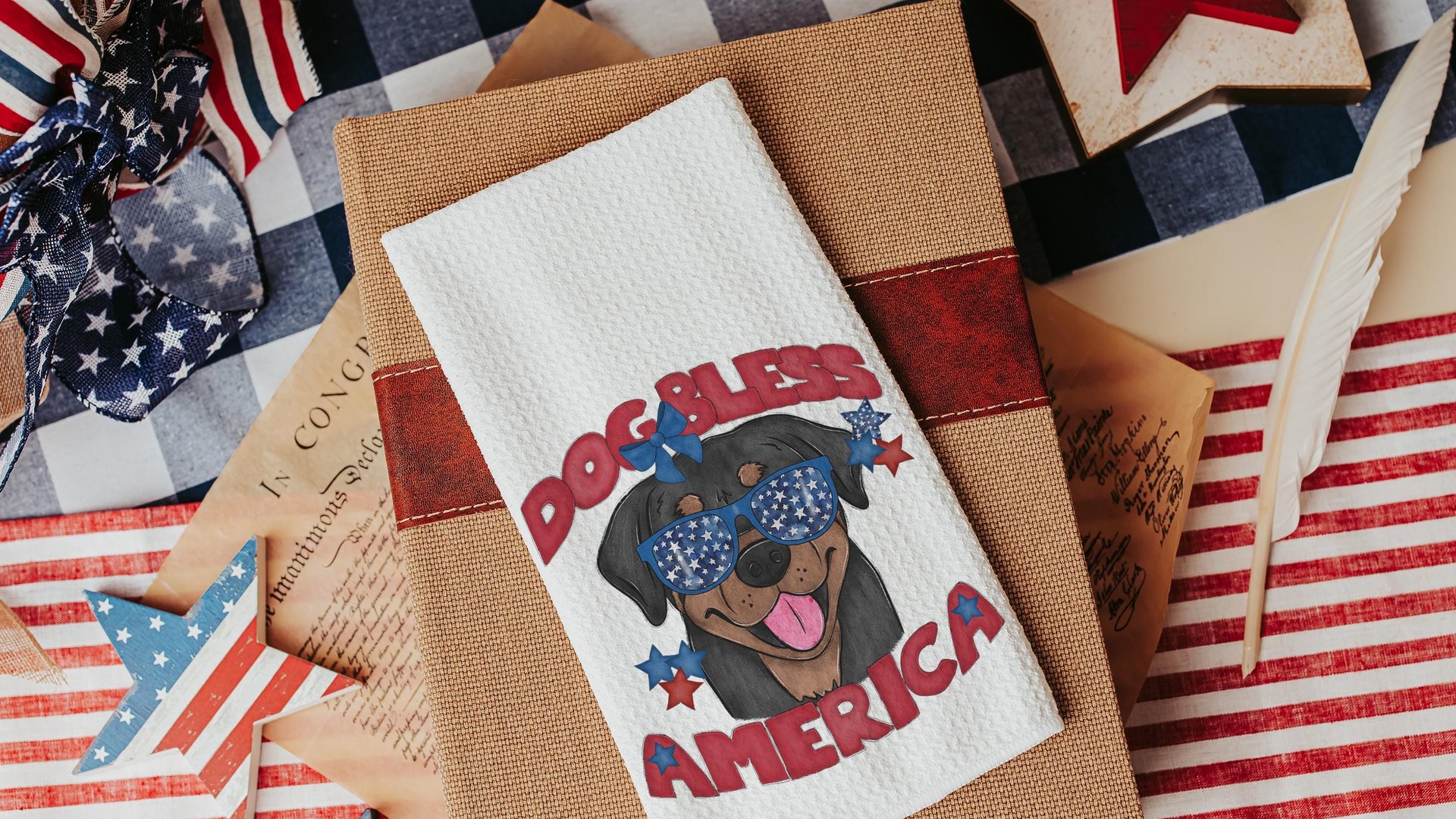 dog bless America rottweiler throw pillows for couch for dog lovers, rottweiler gifts for women, patriotic dog gift for owners, 4th of July